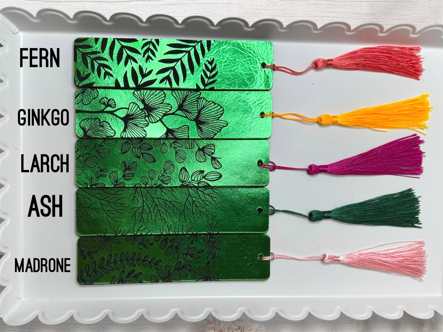 Leafy Leather Bookmark