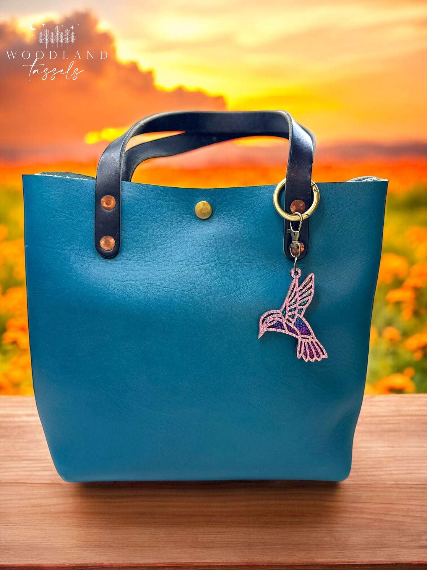 Hummingbird Leather Purse Charm