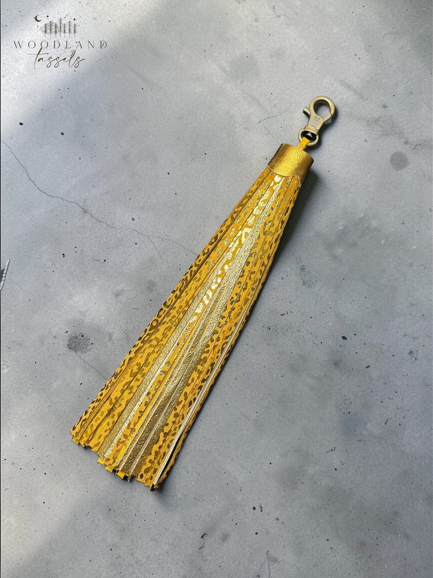 Golden Leopard Queen Leather Tassel