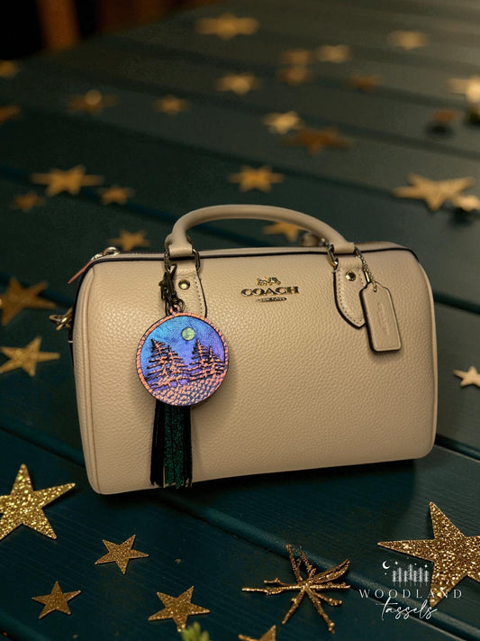 Forest Leather Purse Charm