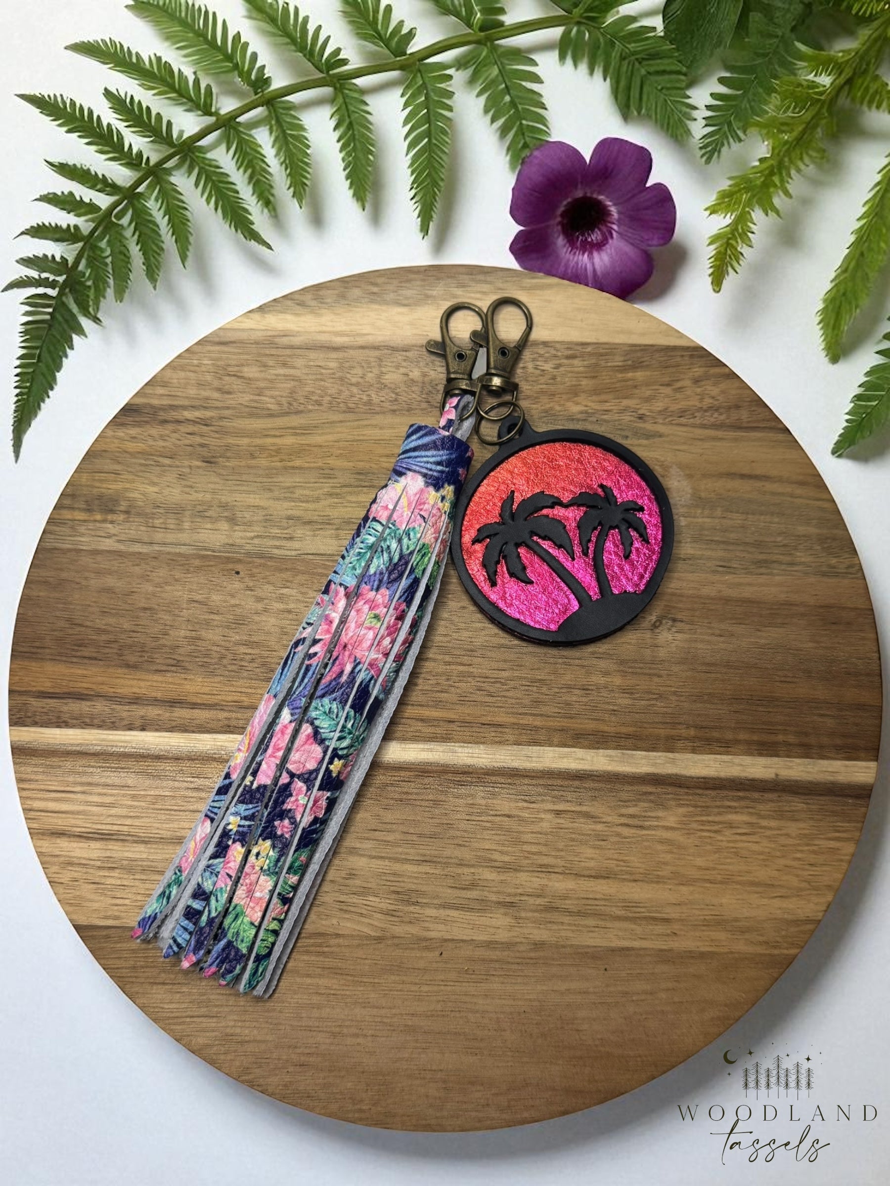 Palm Tree Leather Purse Charm and Tassel Sets✨ – Woodland Tassels