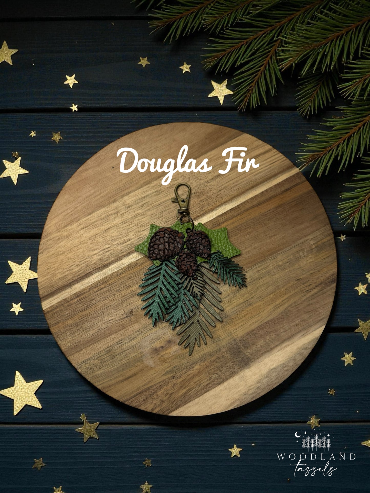 Douglas Fir Leather Purse Charm