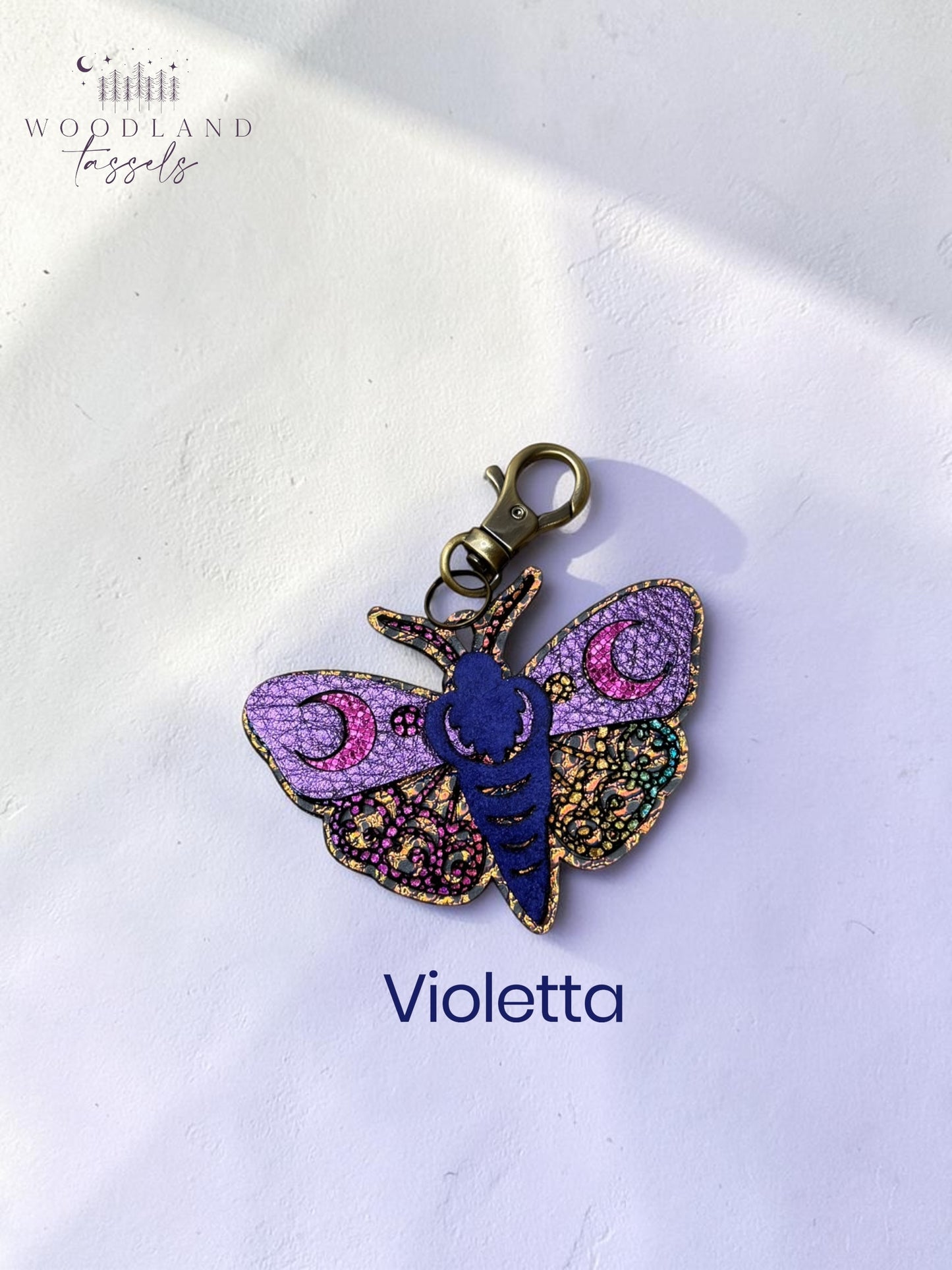 Luna Moth Leather Bag Charm