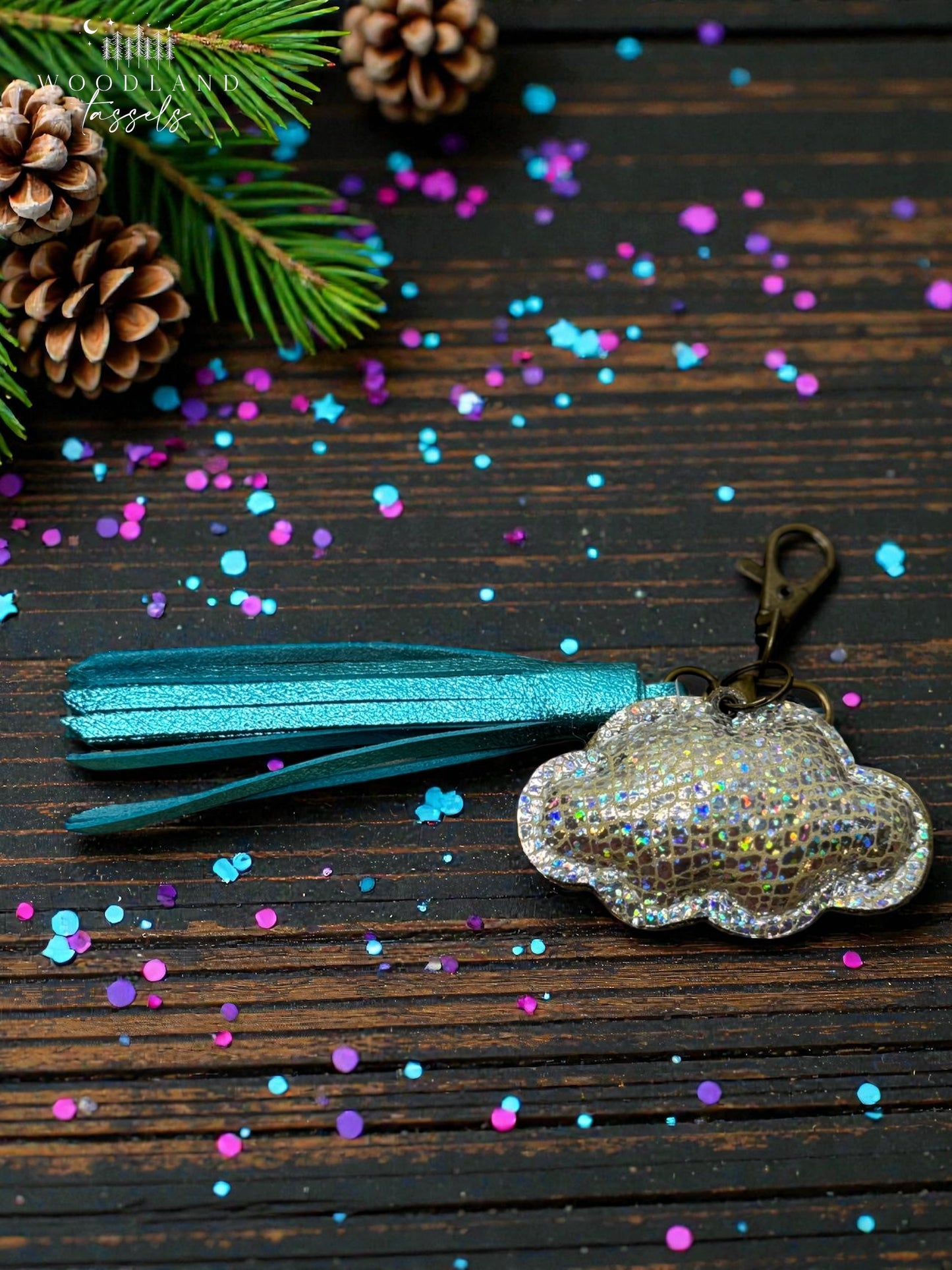 Happy Little Cloud Set- Leather Cloud Charm and Duo Tassel