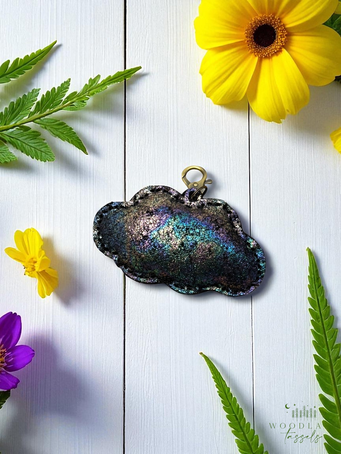 Puffy Cloud Leather Purse Charm