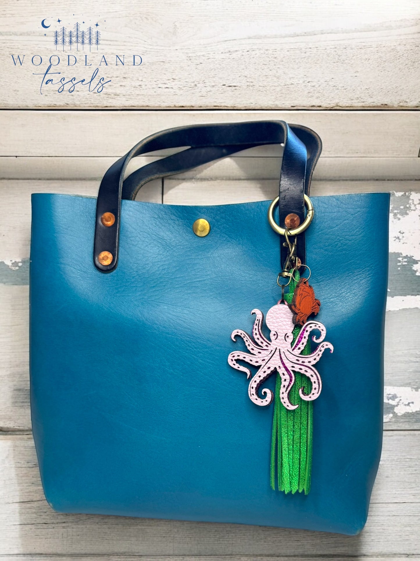 Ruby Octopus Leather Purse Charm