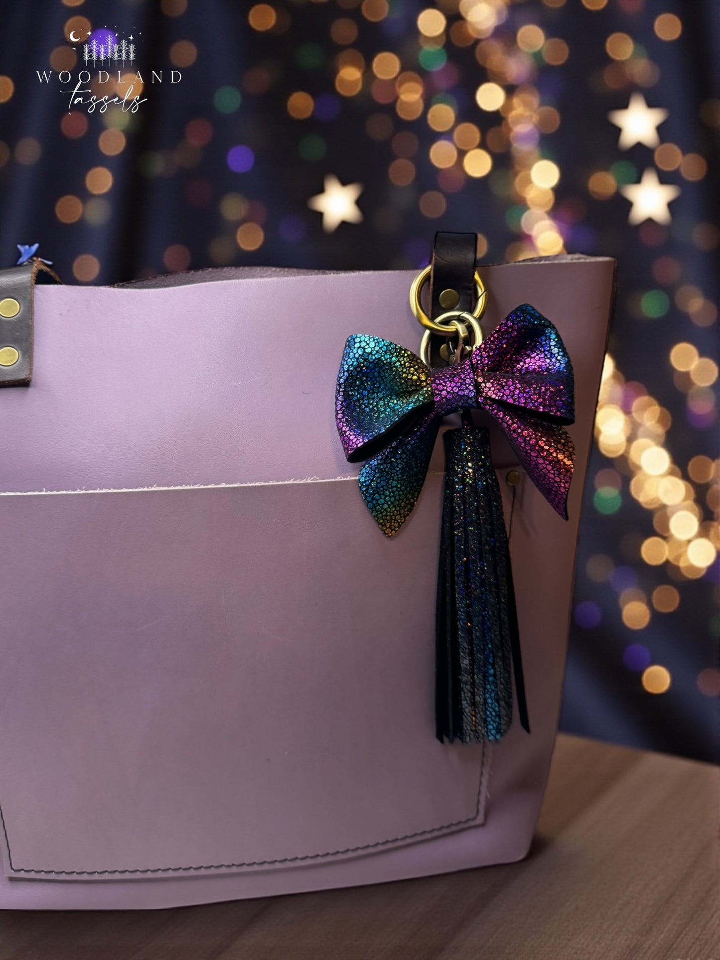 Dark Rainbow Leather Purse Bow