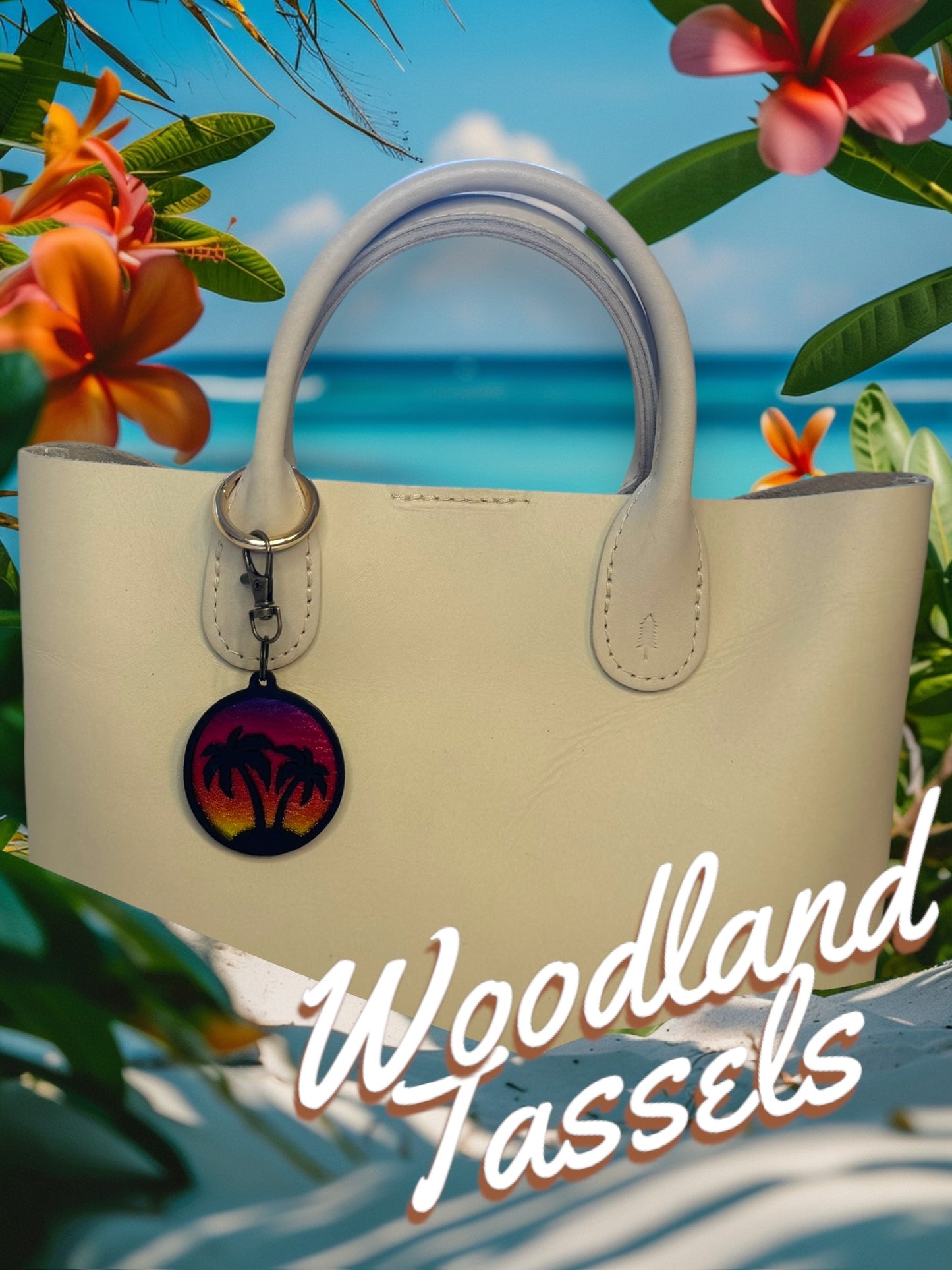 Palm Tree Leather Bag Charm