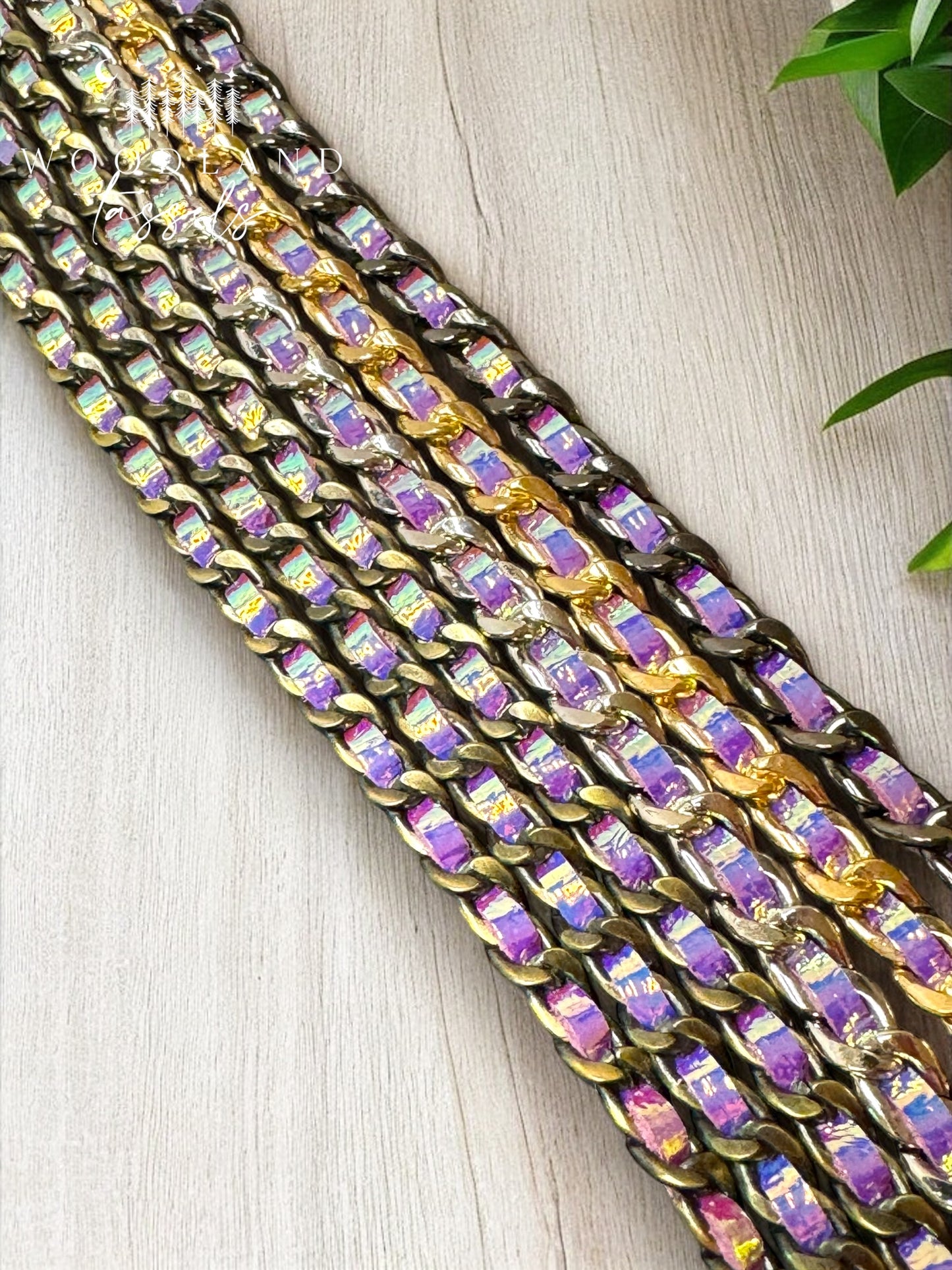 Rainbow Leather and Metal Bag Chain