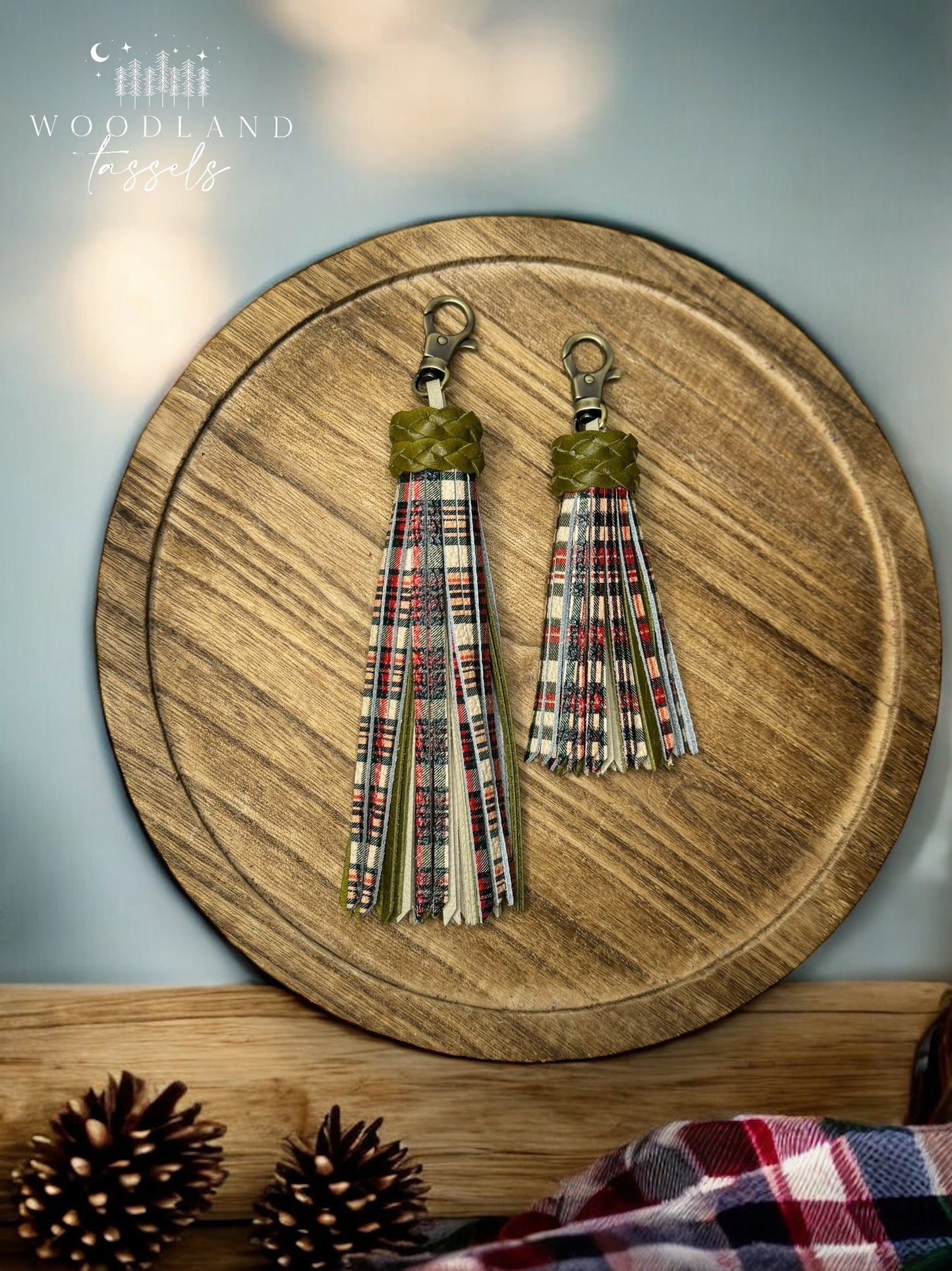 Vintage Plaid Leather Tassel