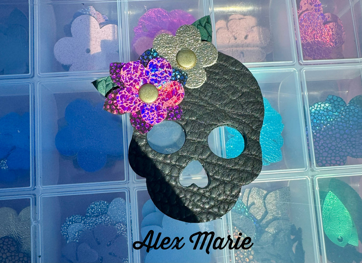 Leather Sugar Skull Bag Charm - Customize and Personalize!