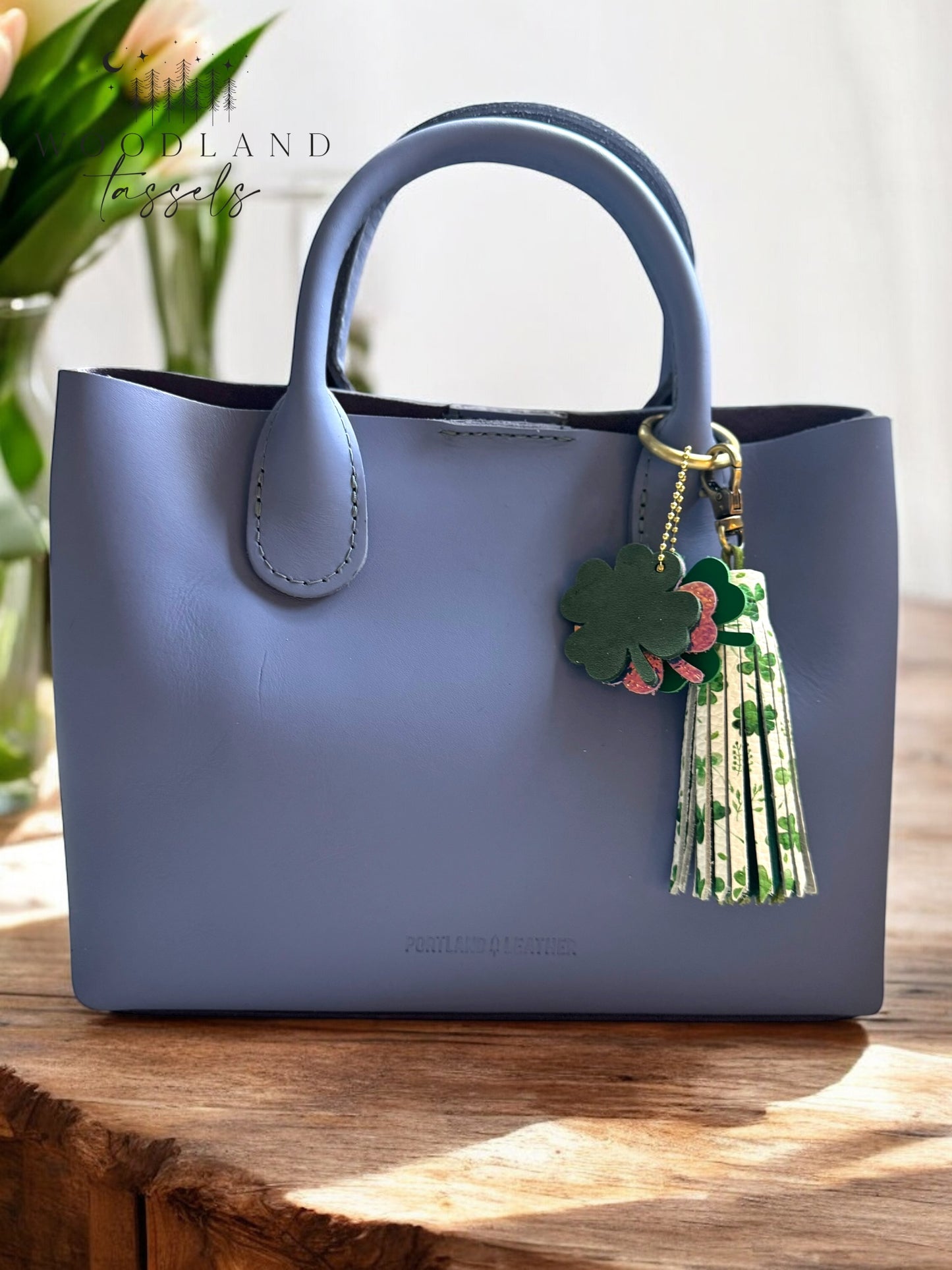 Lucky Charm Clover Leather Purse Charm