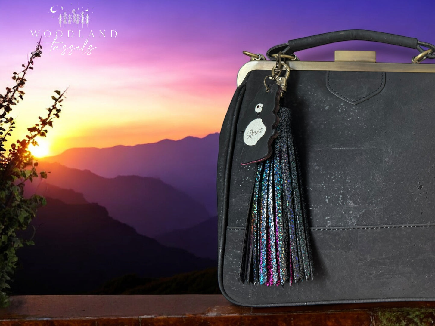 Dark Rainbow Leather Tassels