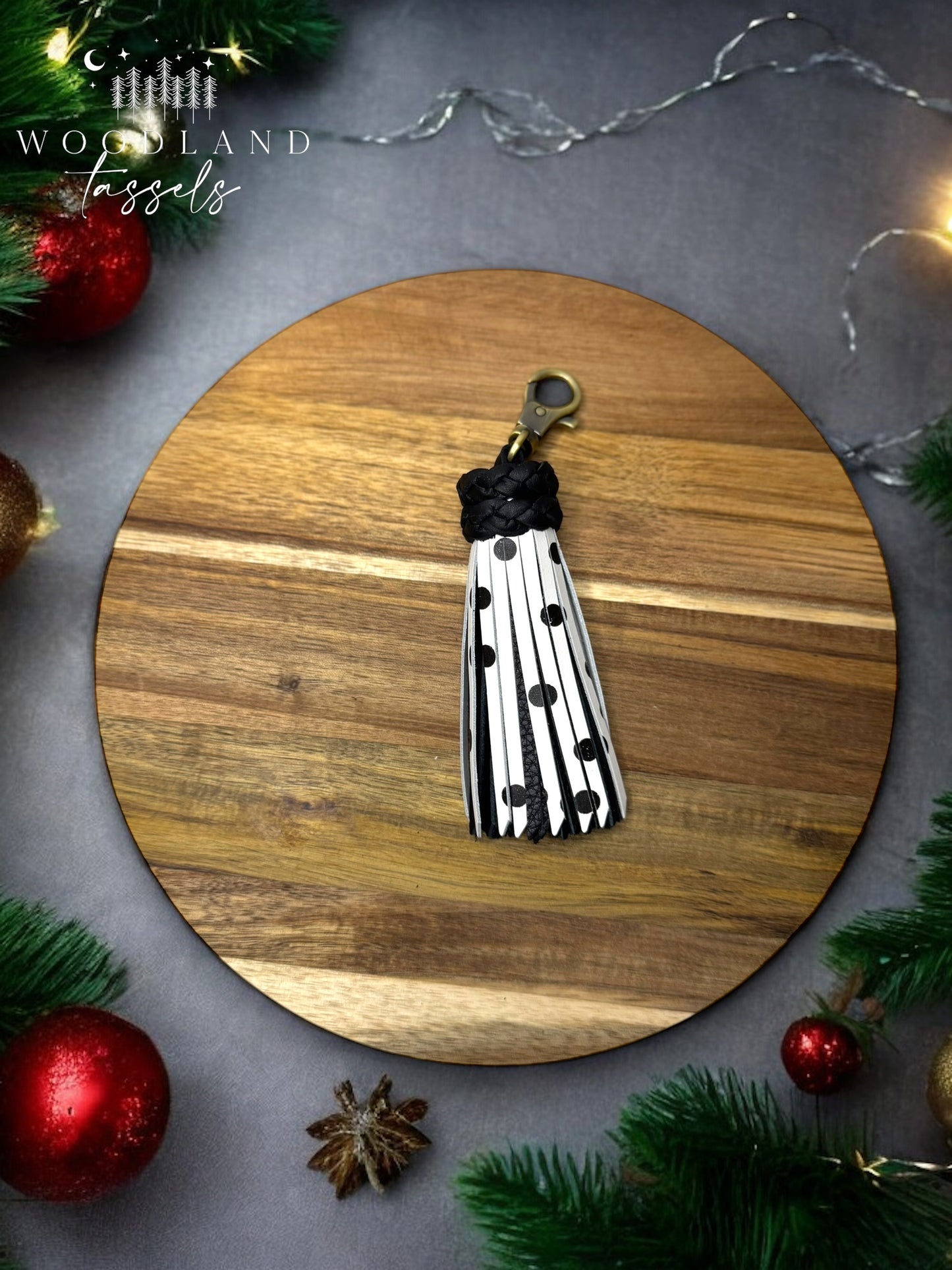 Classic Polka Dot Tassel Purse Charm