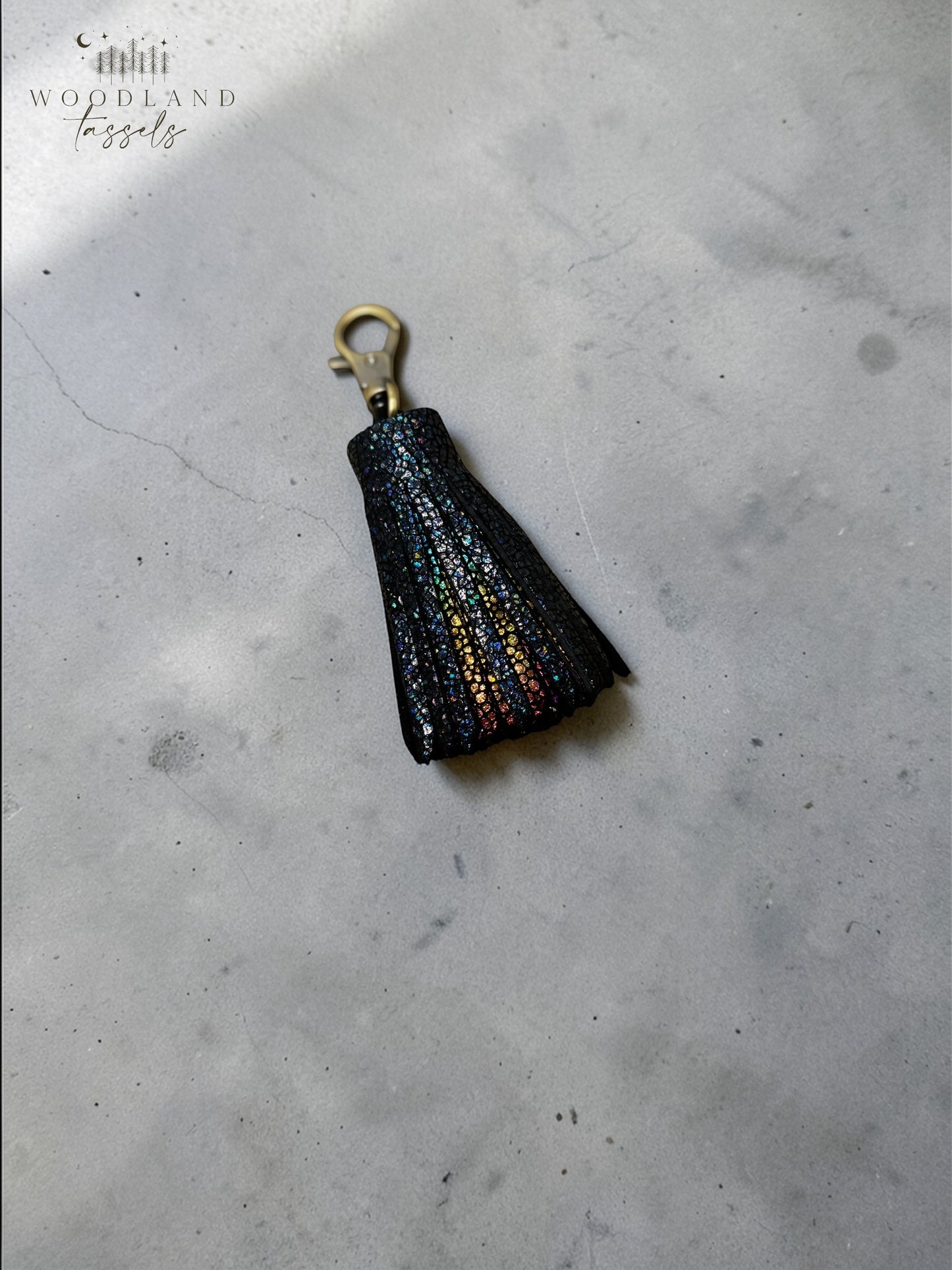 Dark Rainbow Petite Leather Tassel
