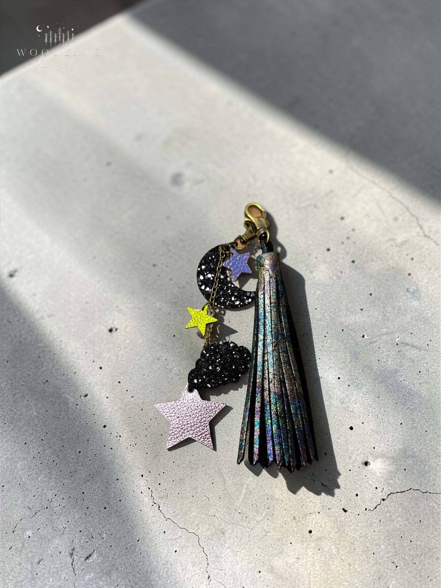 Falling Stars Leather Bag Charm- Firefly