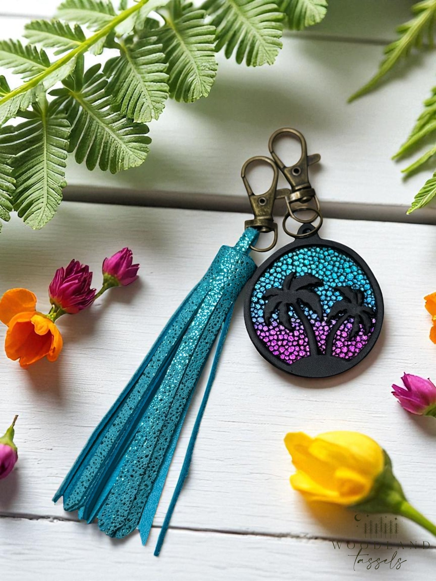 Palm Tree Leather Purse Charm and Tassel Sets✨