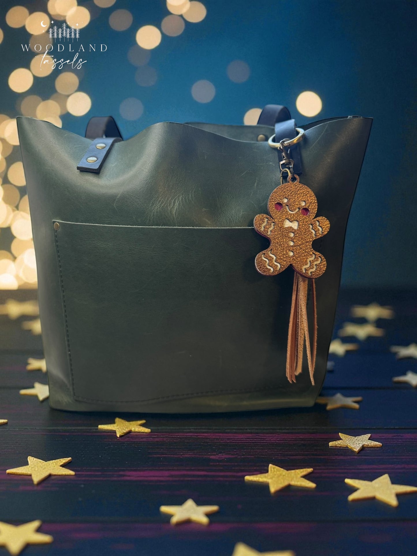 Gingerbread Leather Purse Charm