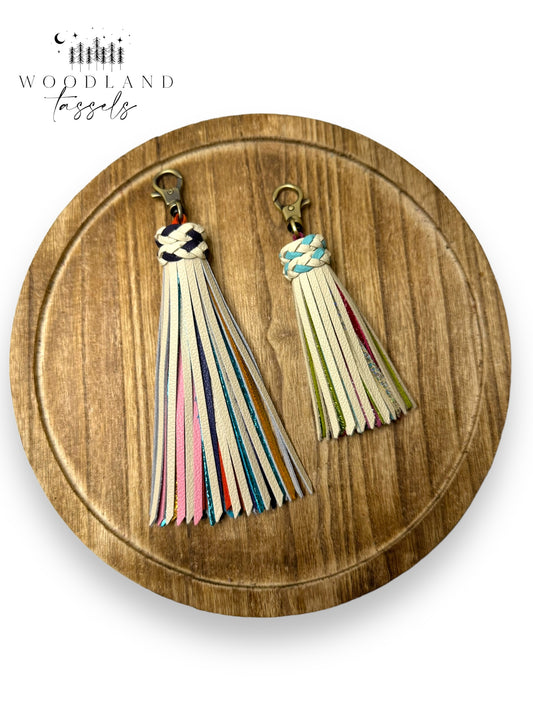 Bone Rainbow Leather Tassel