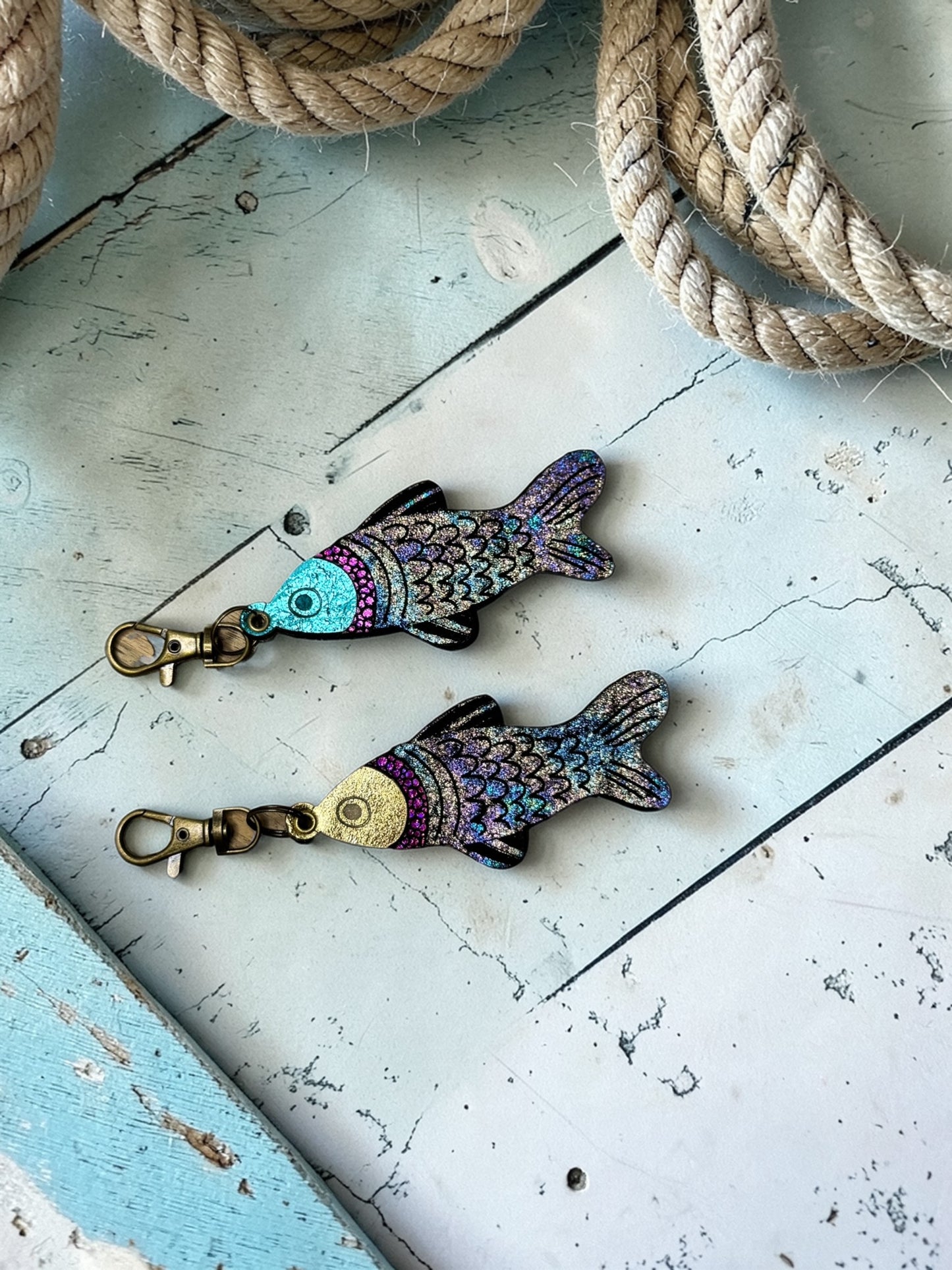 Fancy Fish Leather Bag Charm