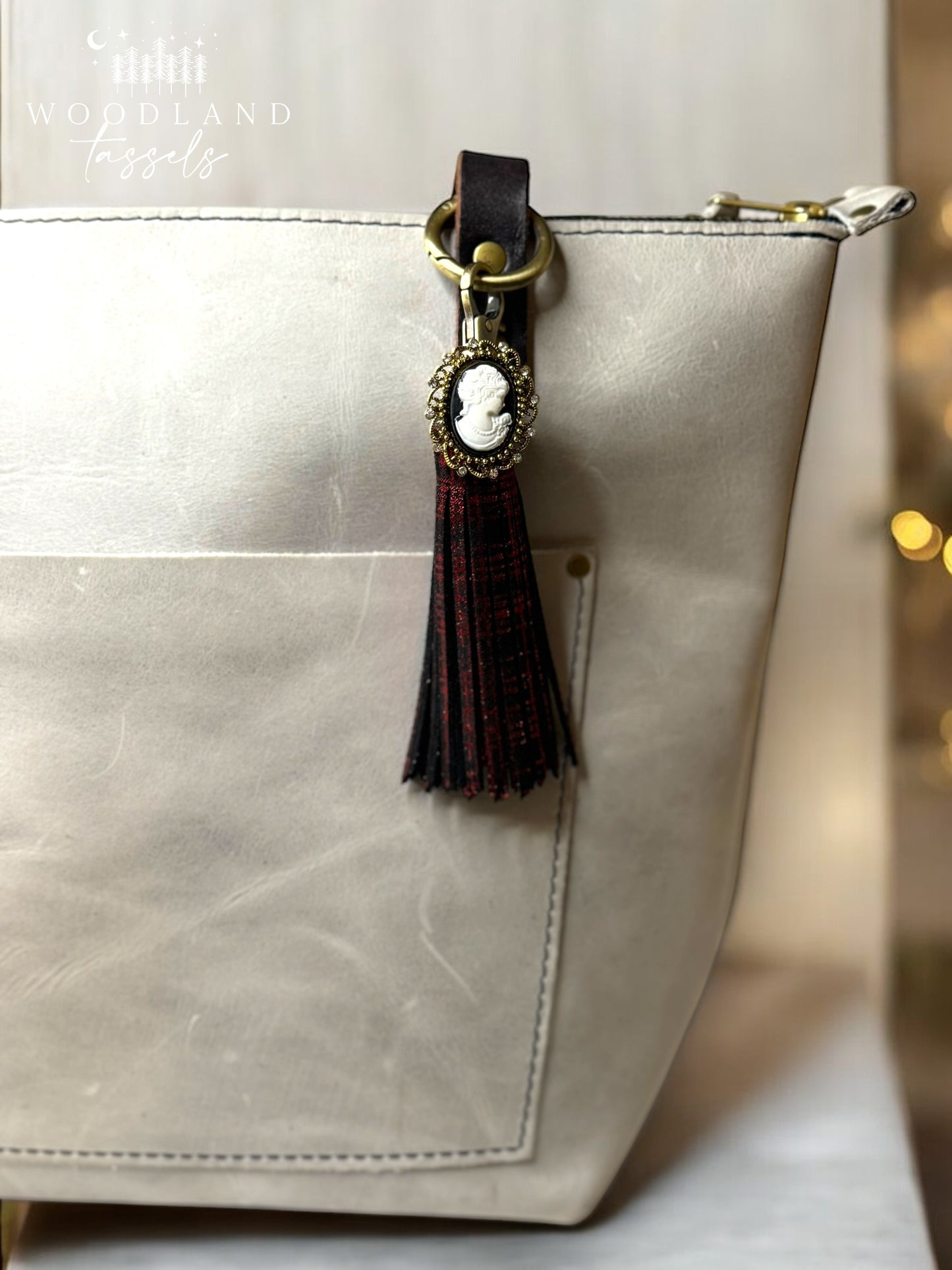 Red Plaid Cameo Tassel