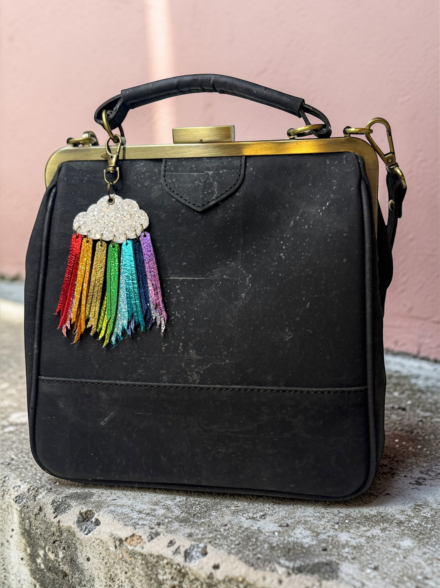 Cloudburst Rainstorm Leather Purse Charm