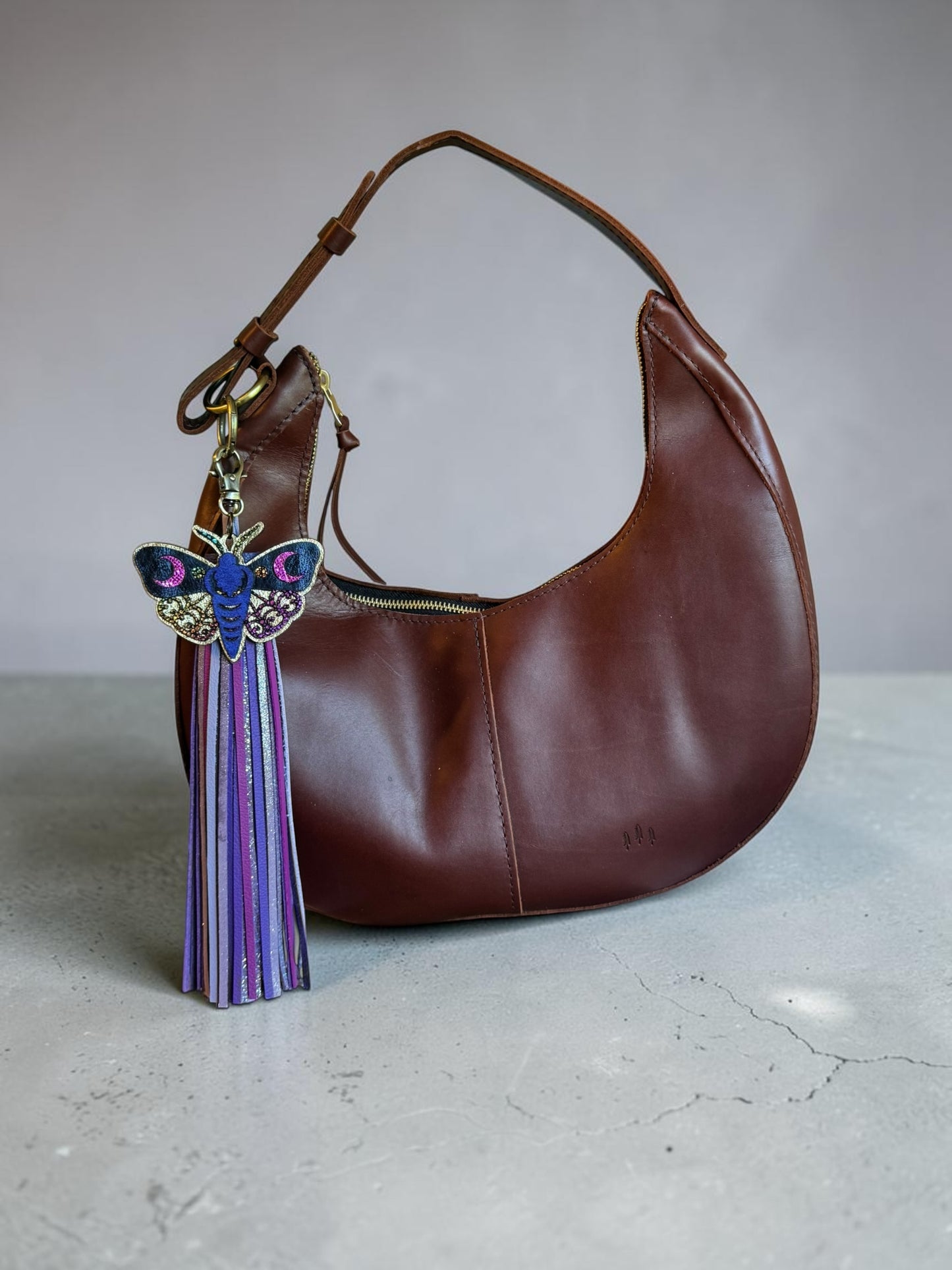 Luna Moth Leather Bag Charm