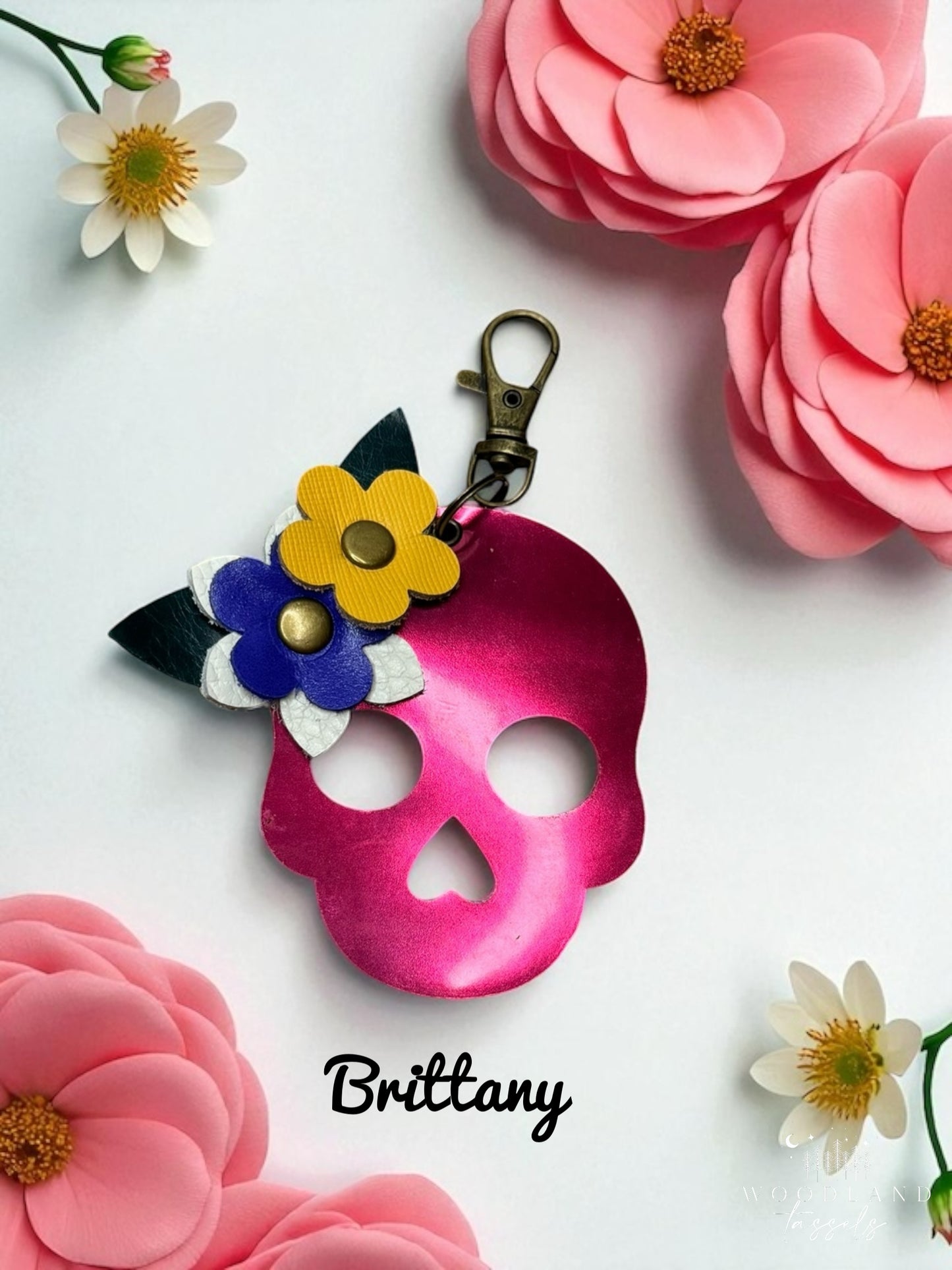 Sugar Skull Leather Purse Charms