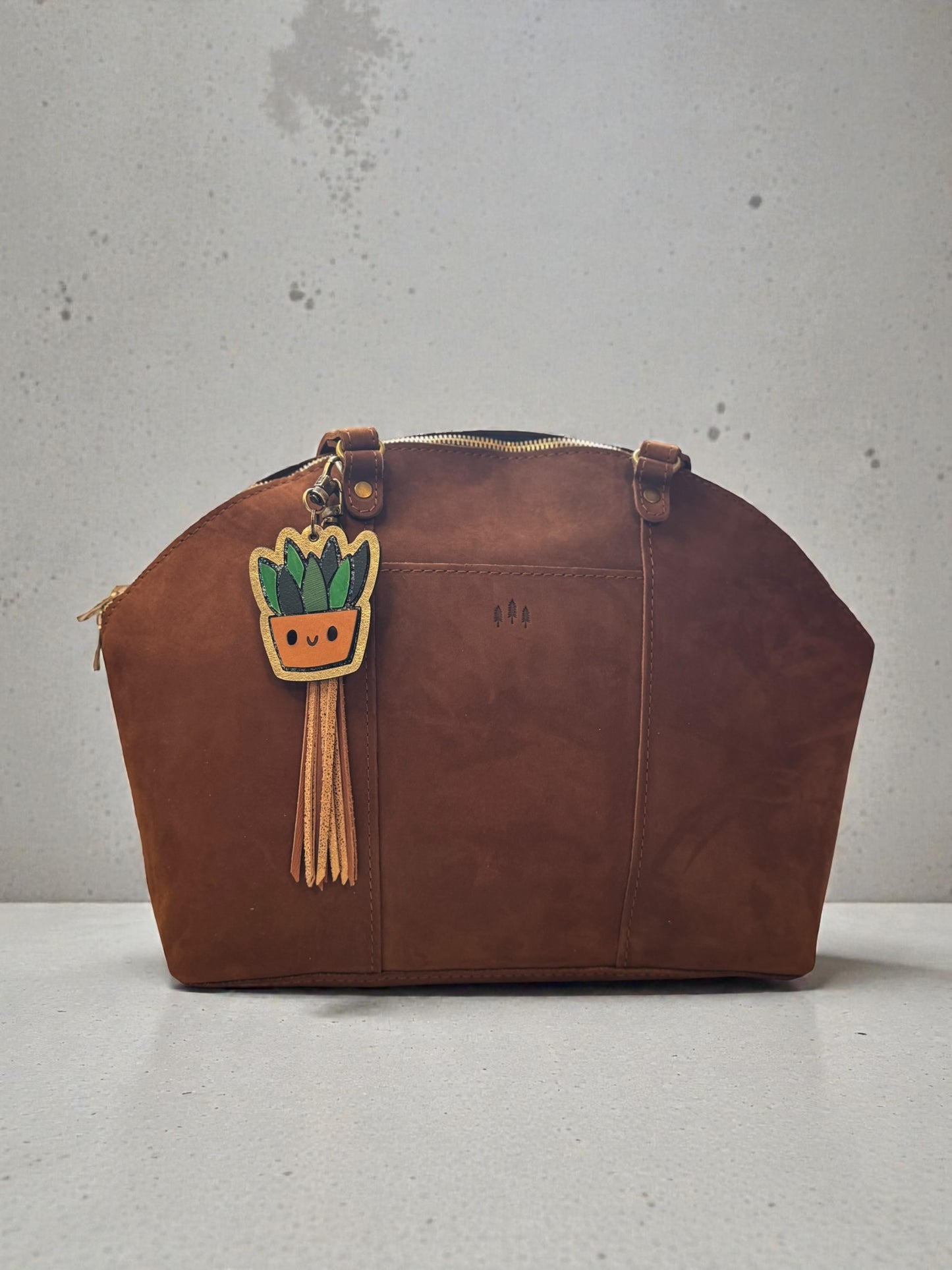Happy Plants Leather Bag Charm