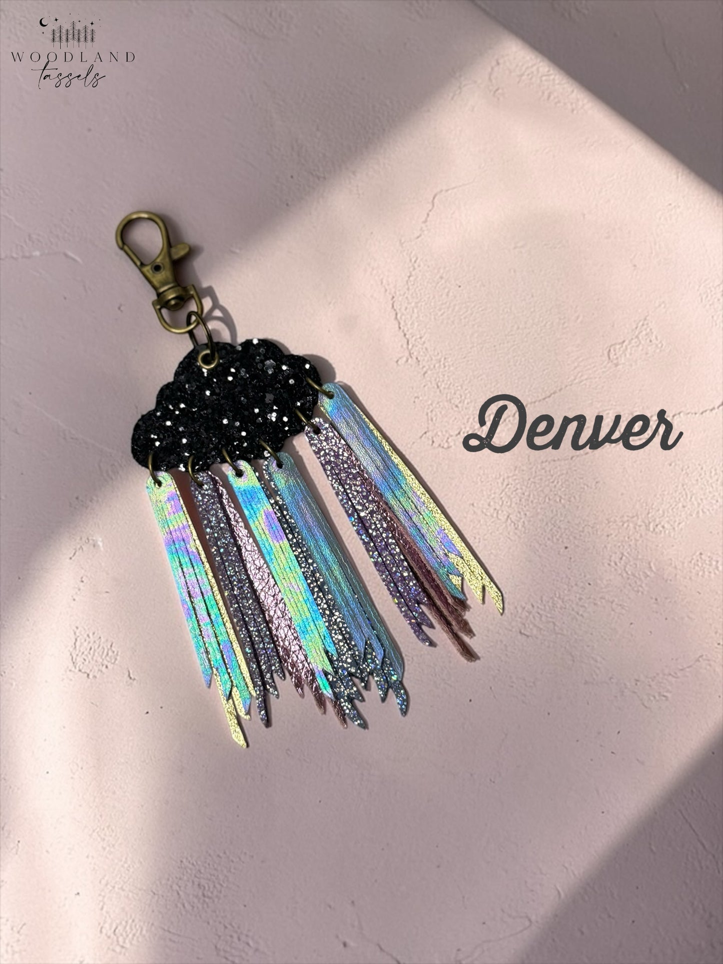 Cloudburst Rainstorm Leather Purse Charm