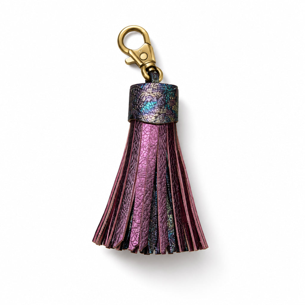 Mystic Raisin Leather Tassel | Bag Charm