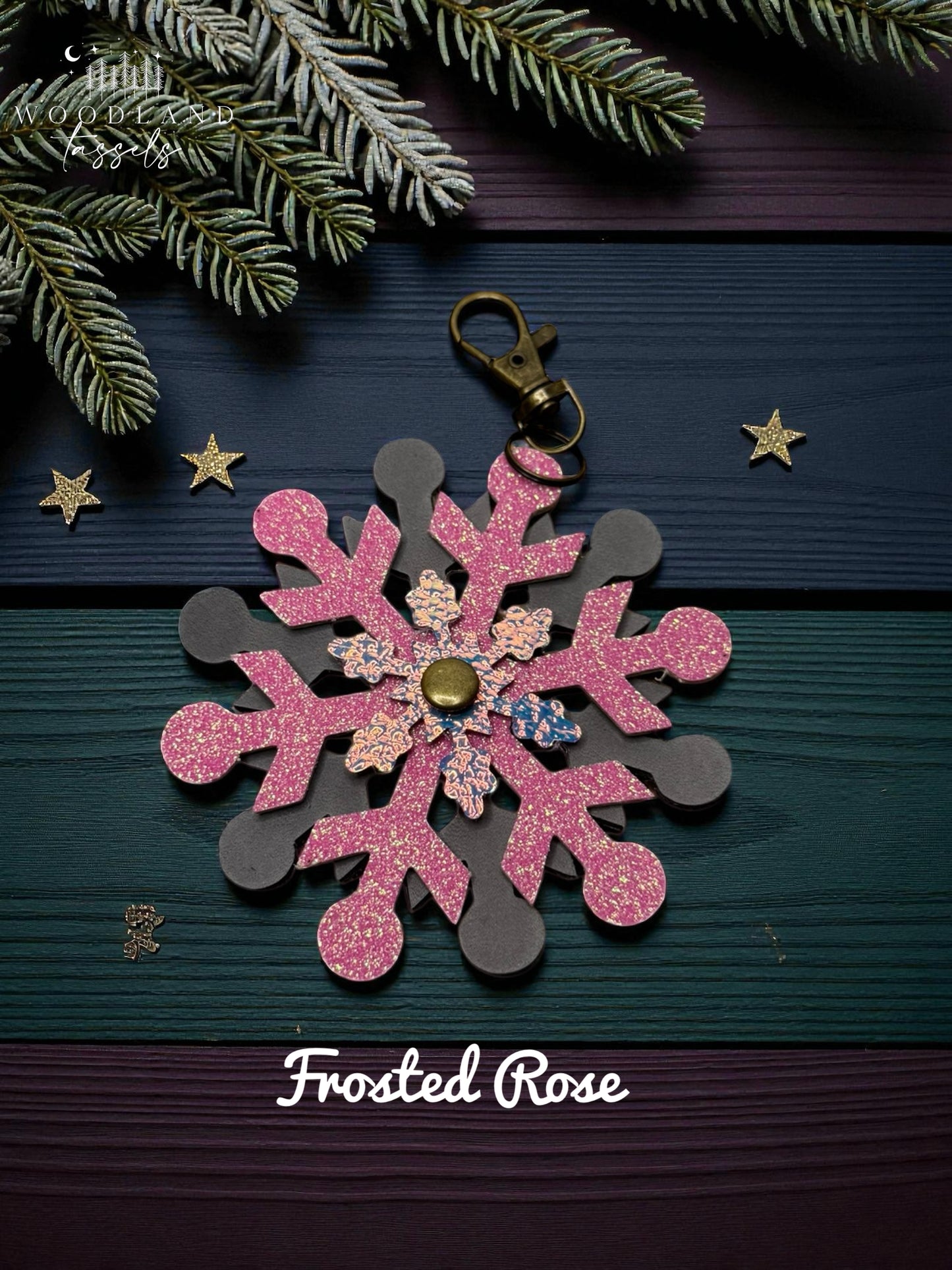 Snowflake Leather Purse Charm