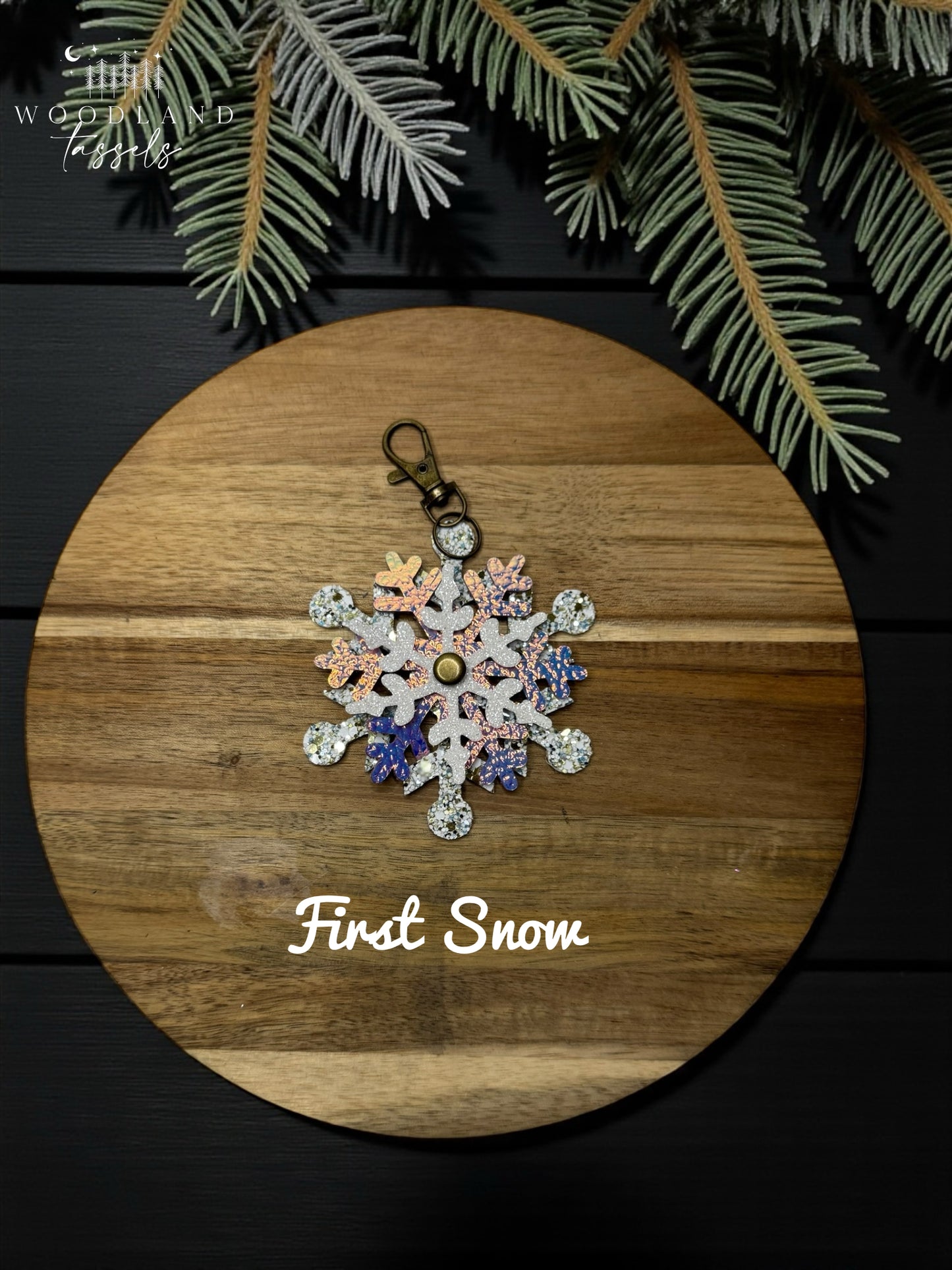 Snowflake Leather Purse Charm
