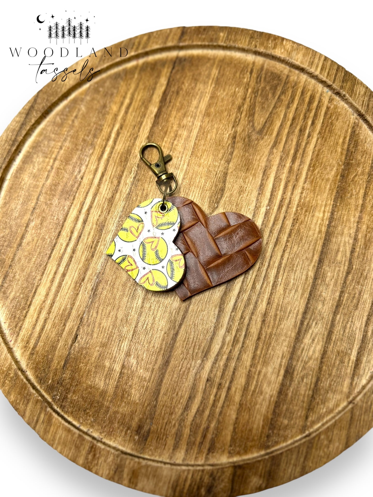 Softball Love Leather Charm