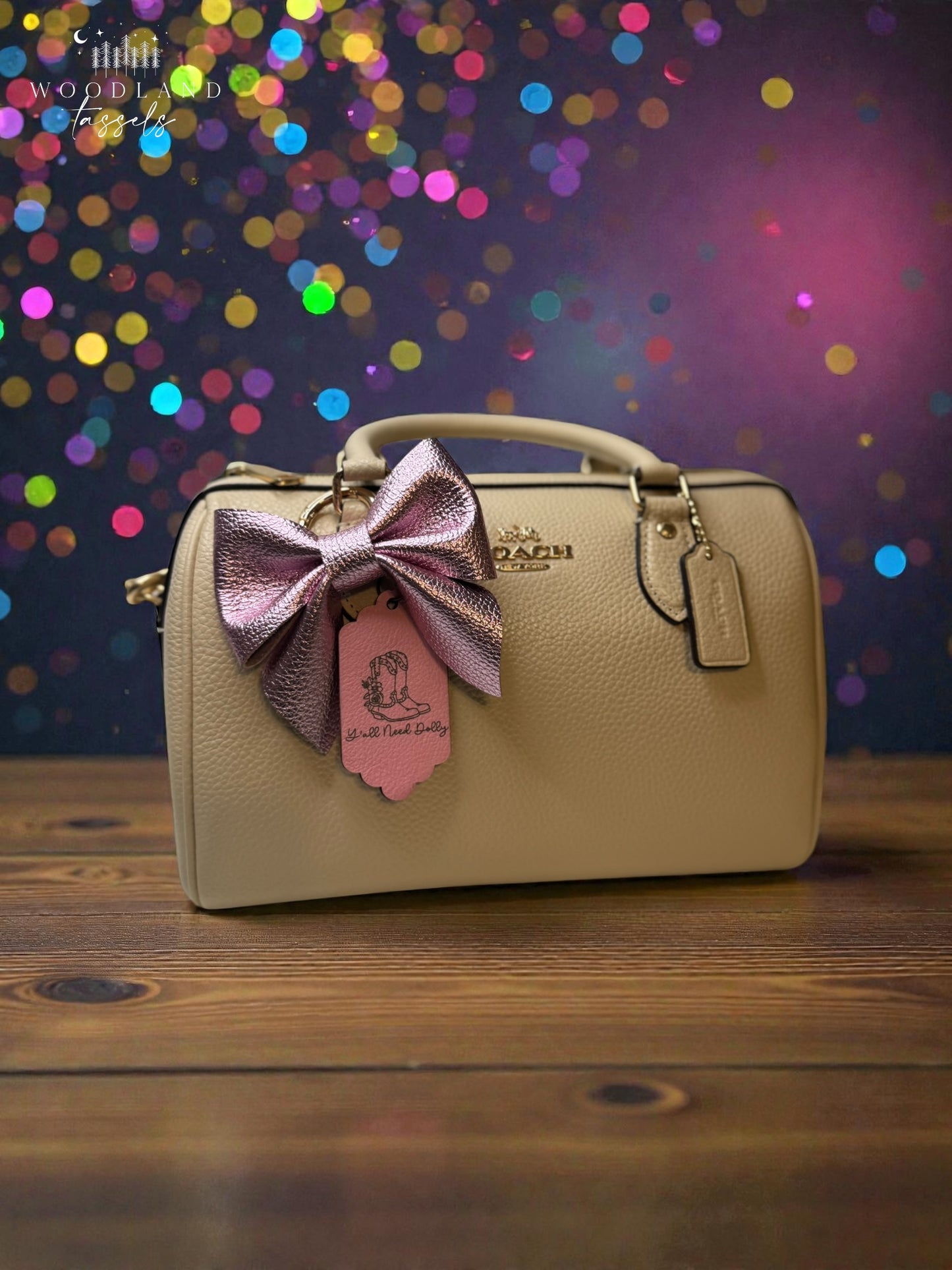 Silver Sparkle Leather Purse Bow