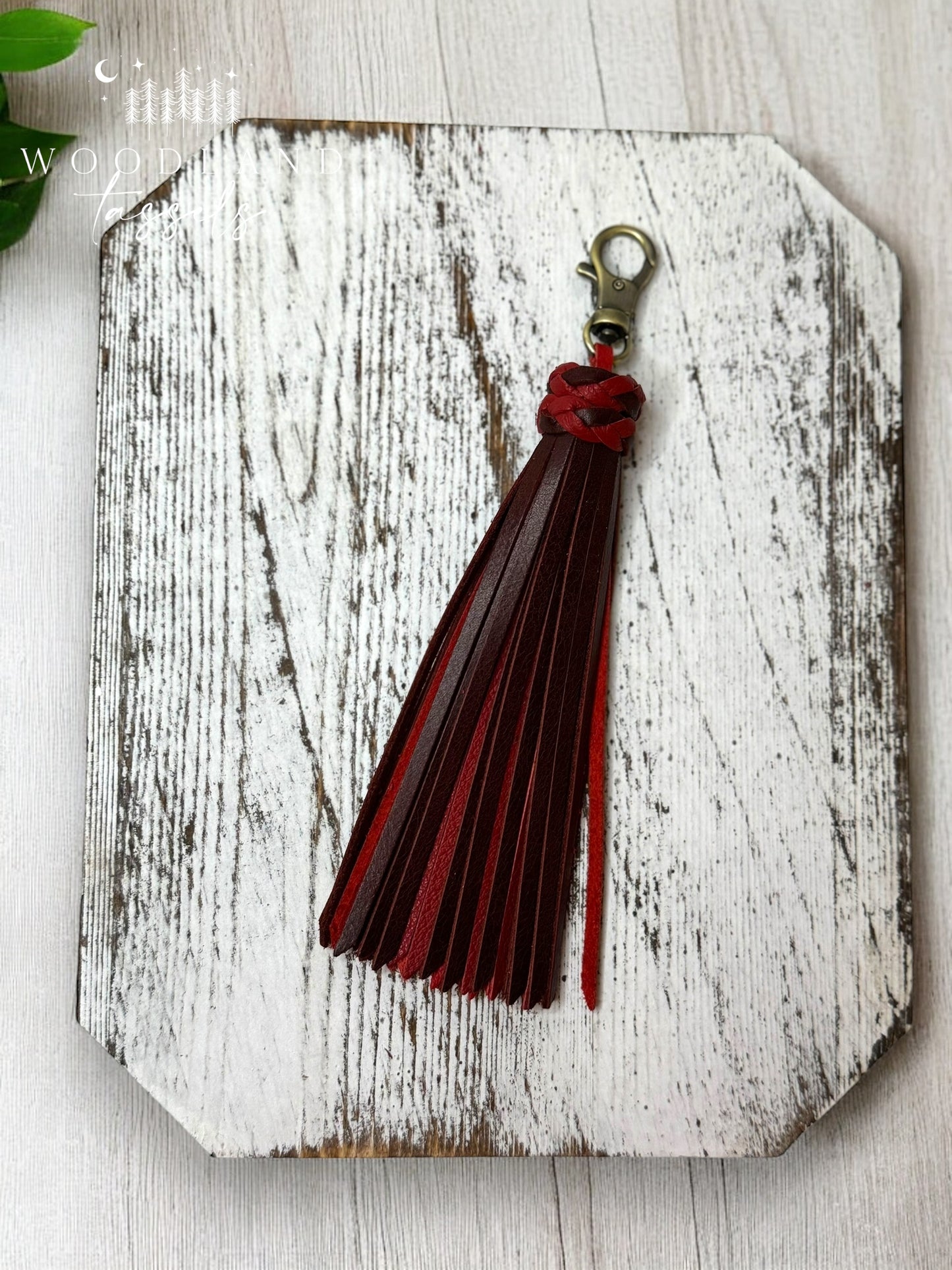 Maroon and Crimson Leather Tassel