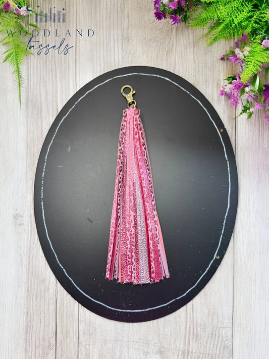Rosé Leopard Tassel Purse Charm