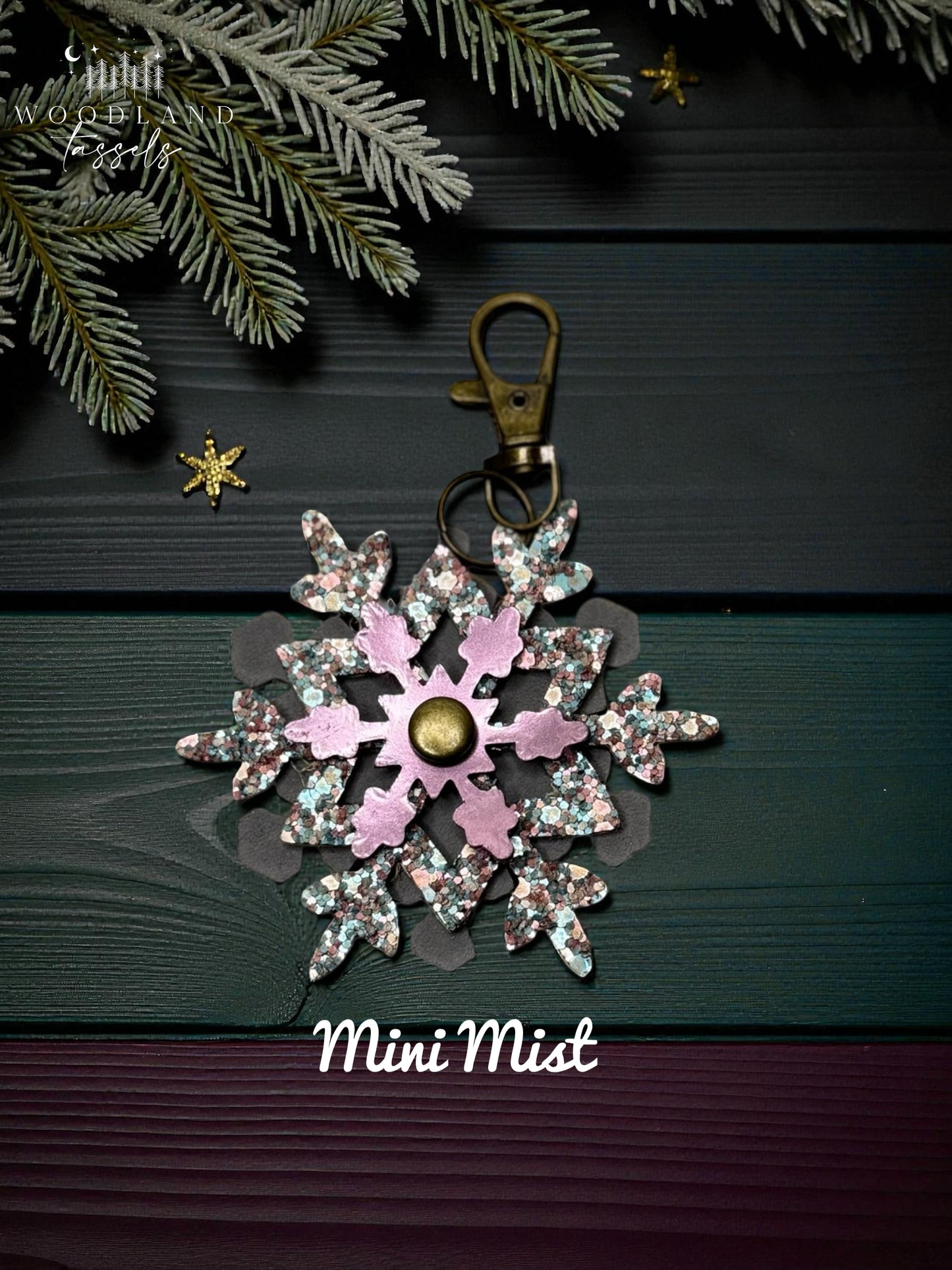 Snowflake Leather Purse Charm