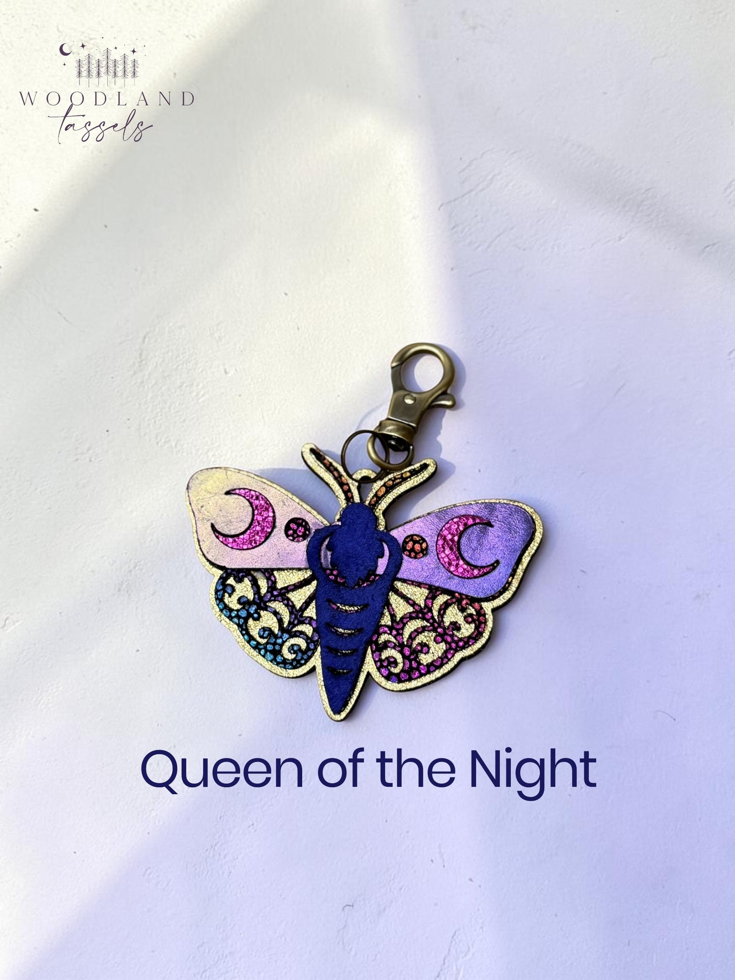 Luna Moth Leather Bag Charm