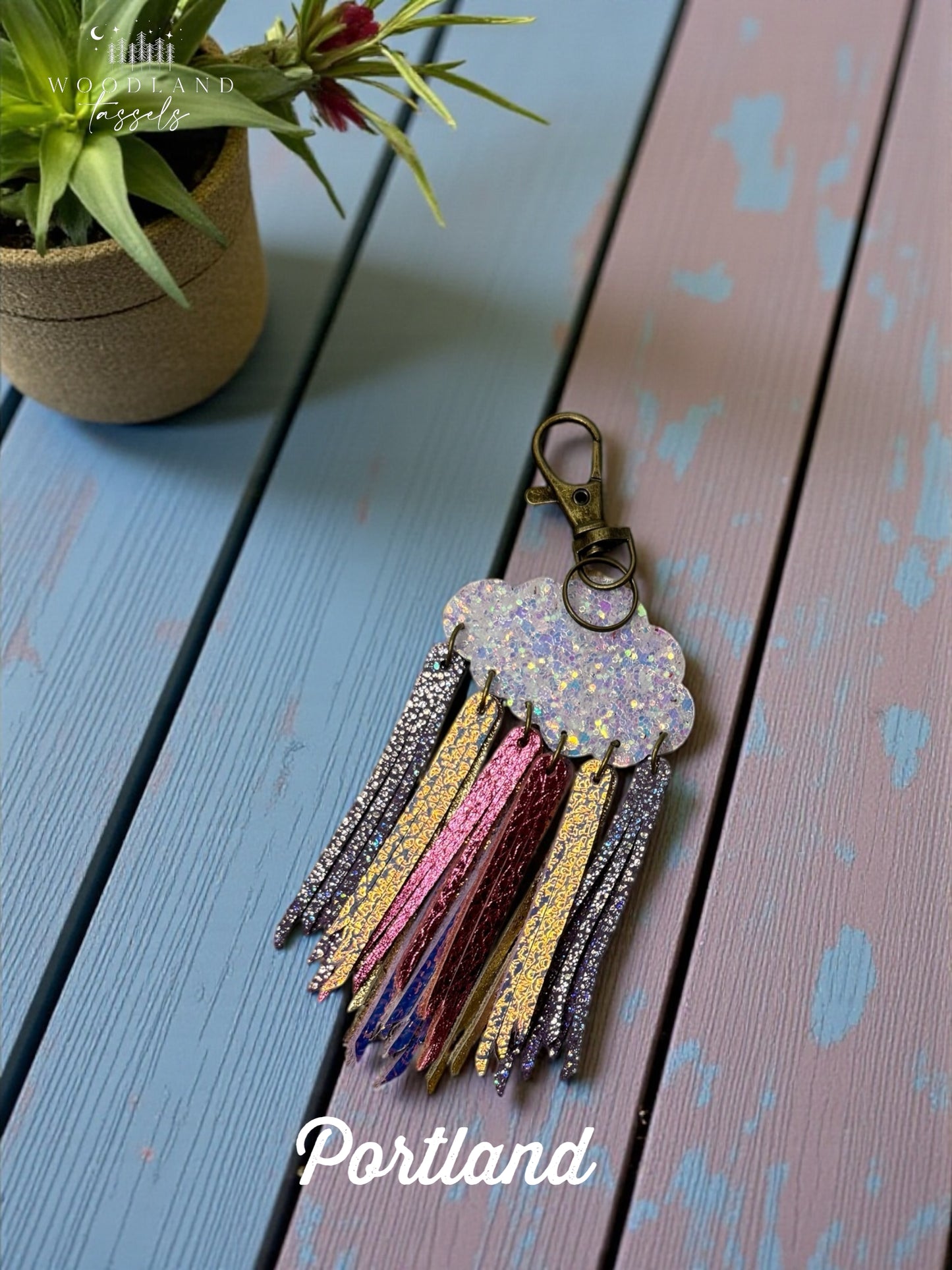 Cloudburst Leather Purse Charm