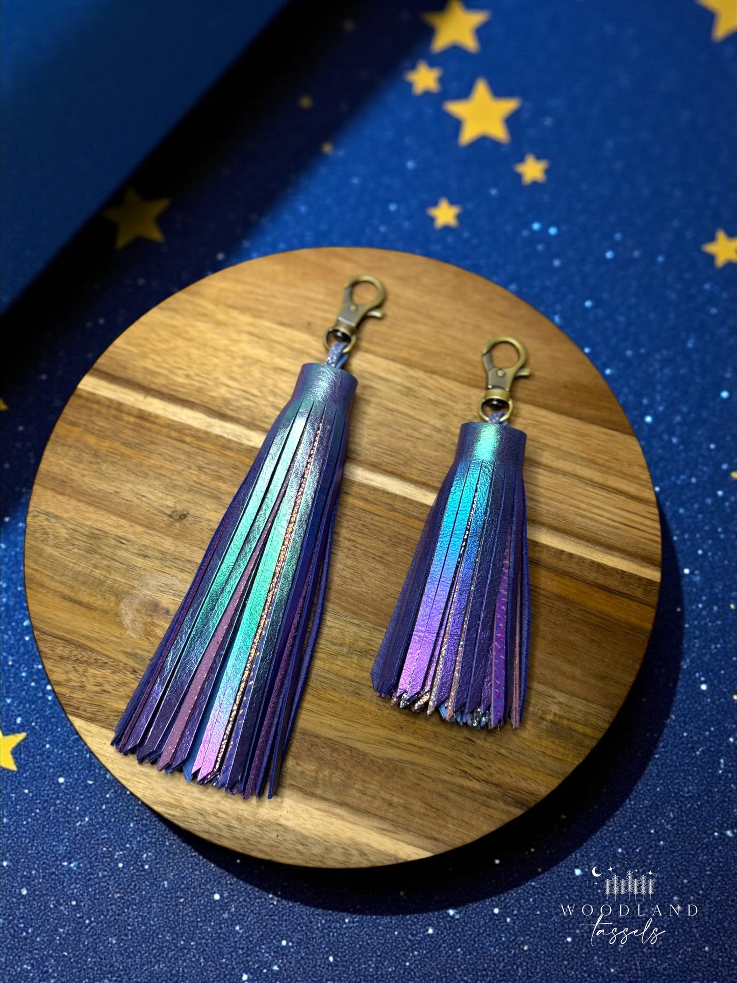 Aurora Leather Tassel Purse Charm