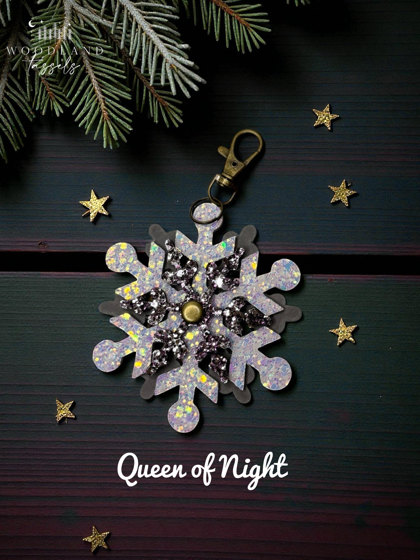 Snowflake Leather Purse Charm