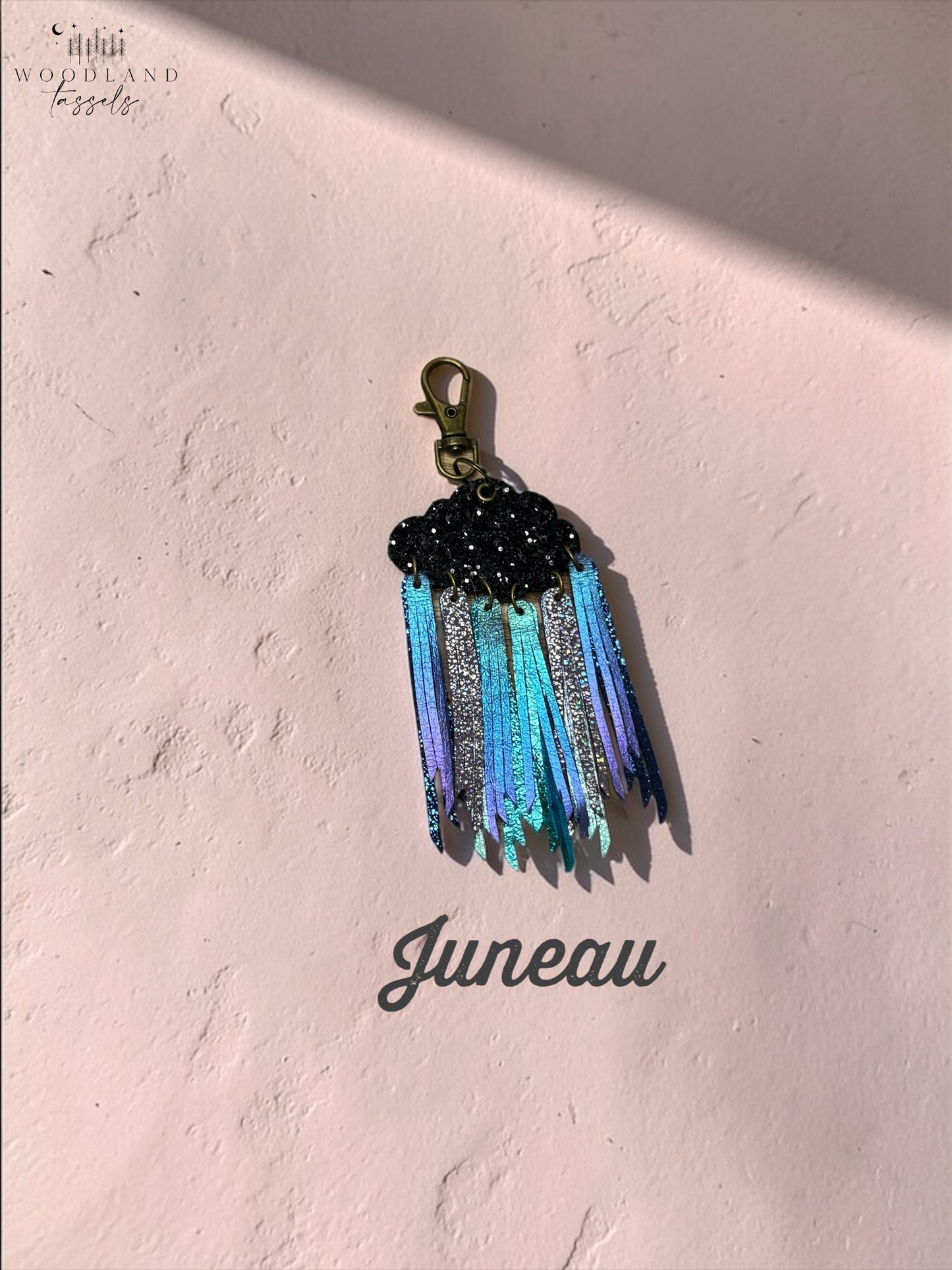 Cloudburst Rainstorm Leather Purse Charm