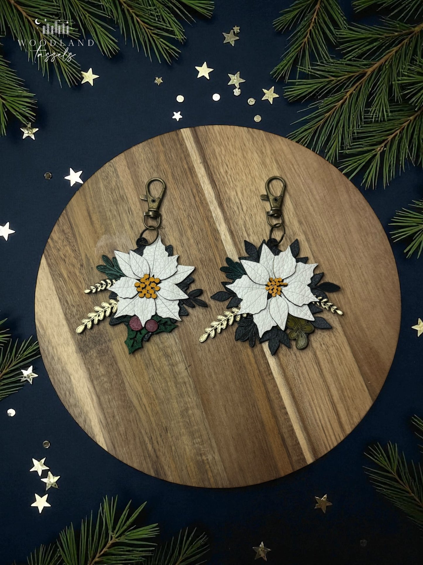 Poinsettia Leather Purse Charms