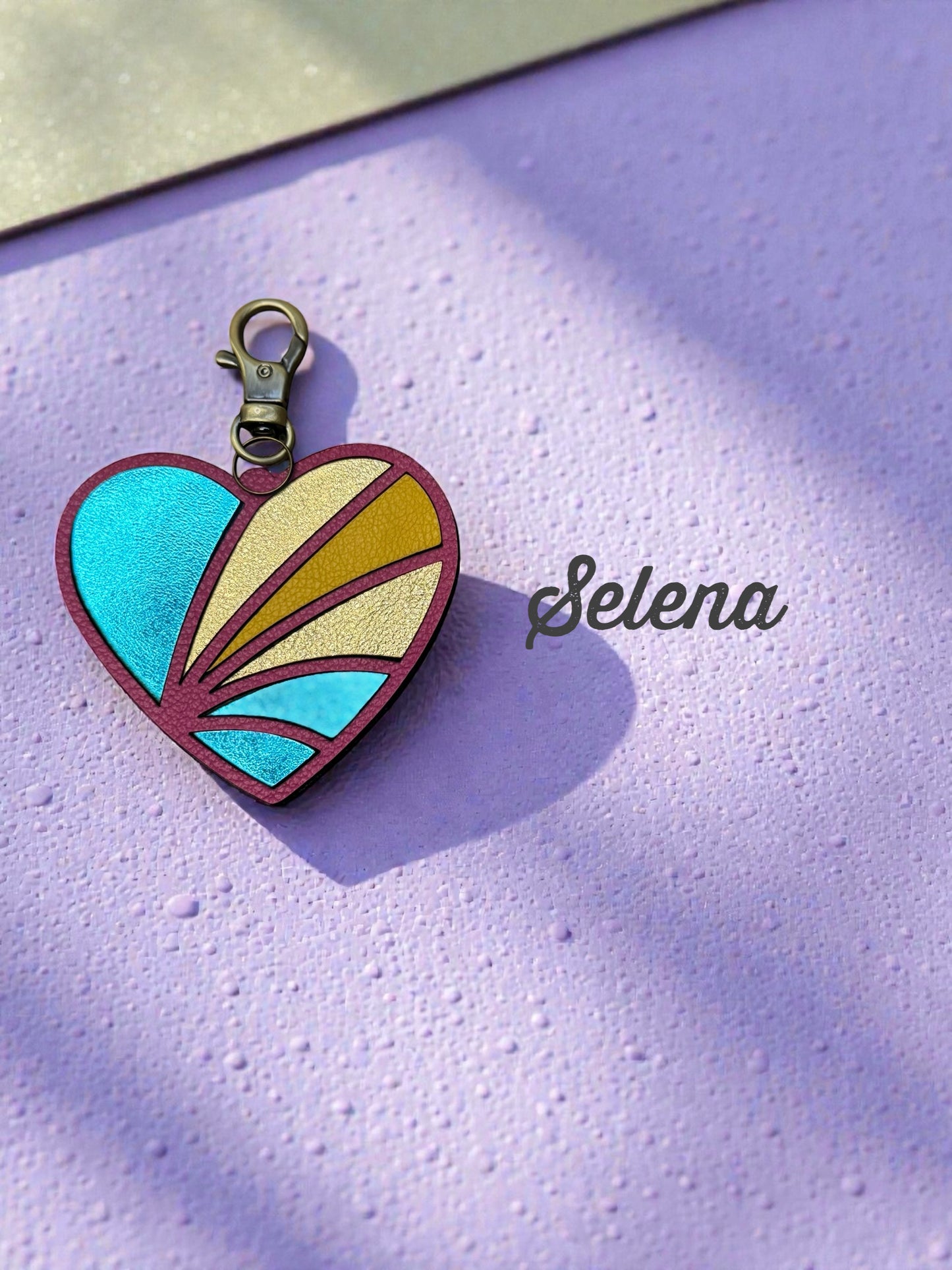 Mosaic Heart Leather Bag Charms