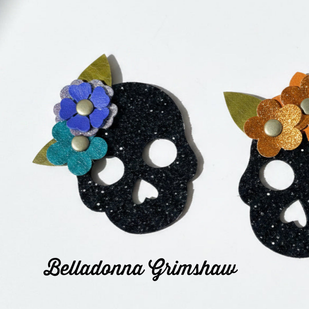Leather Sugar Skull Bag Charm - Customize and Personalize!