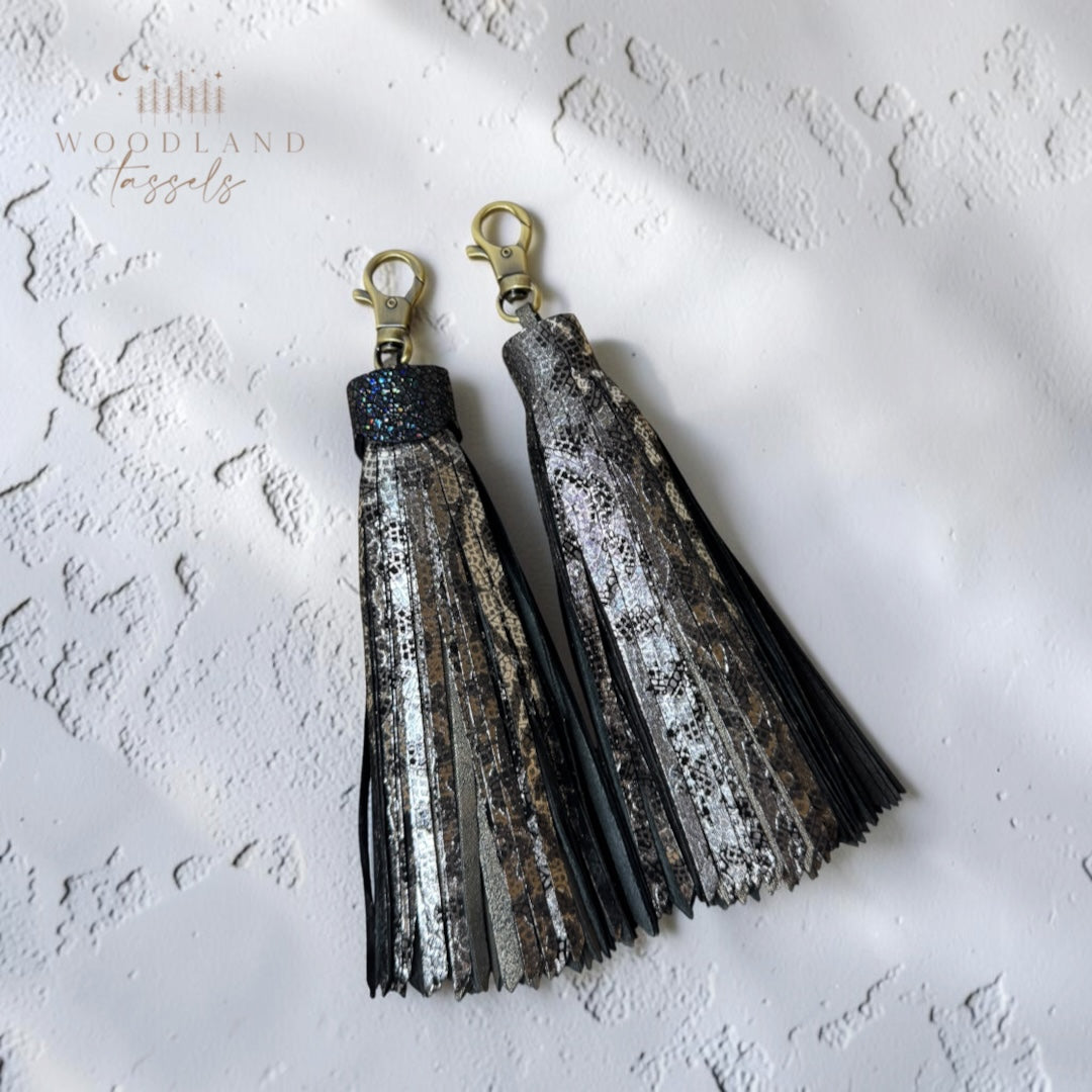 Gothic Lace Leather Tassel | Bag Charm