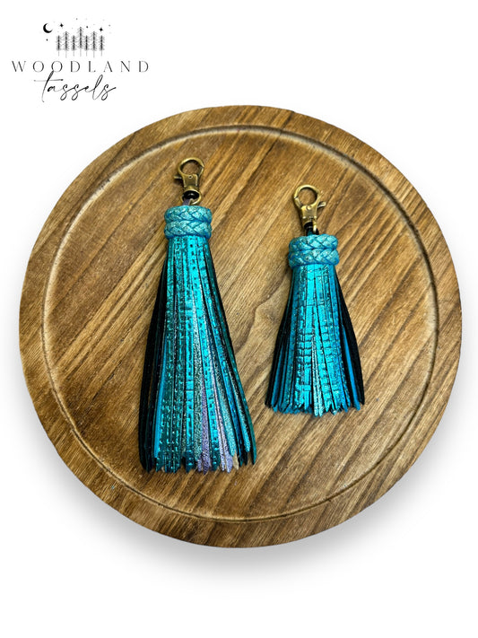 Sky Blue Leather Tassel