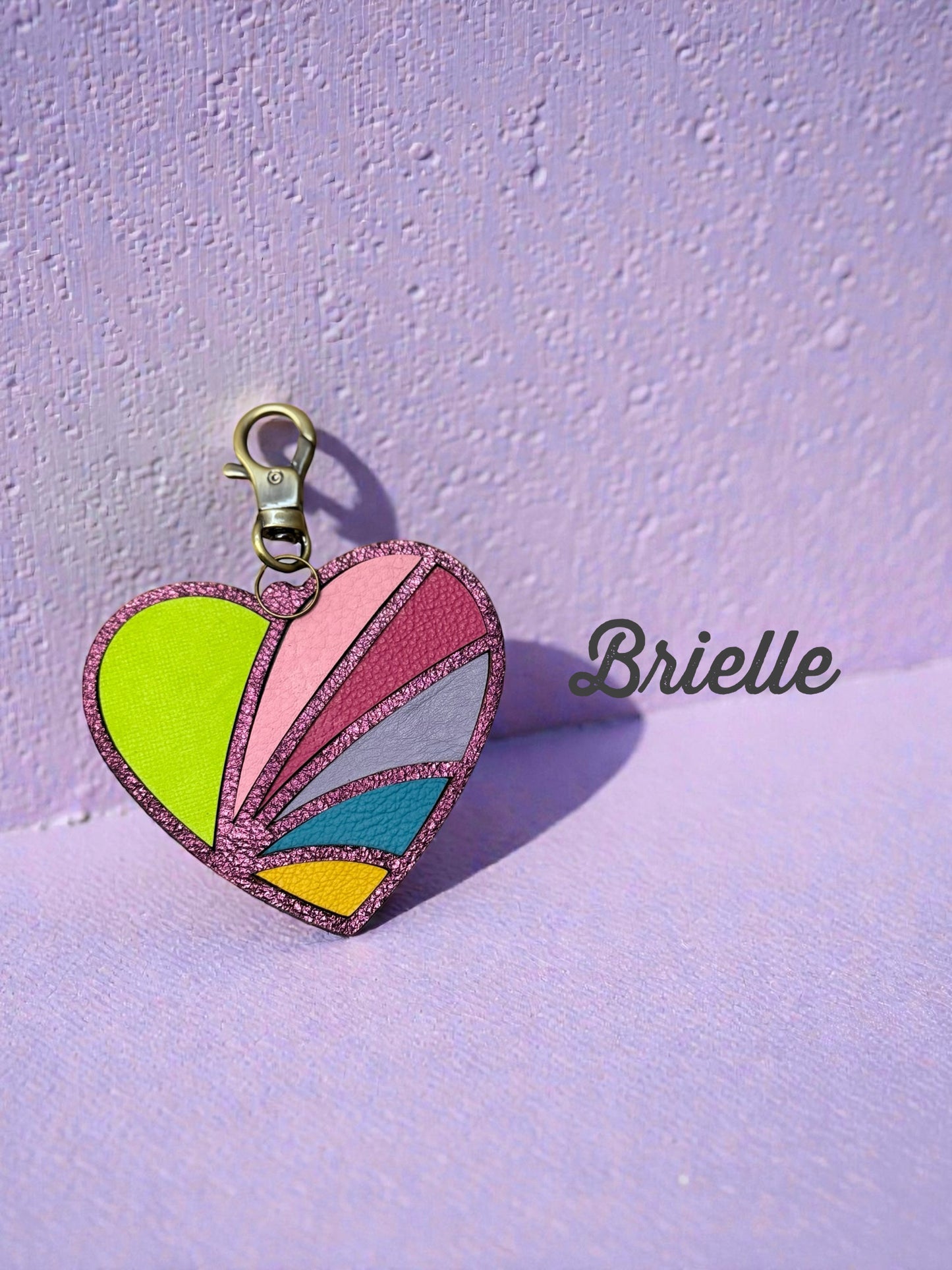 Mosaic Heart Leather Bag Charms