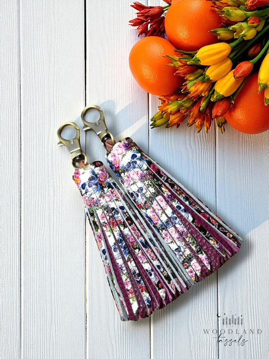 Floral Skull Leather Tassel